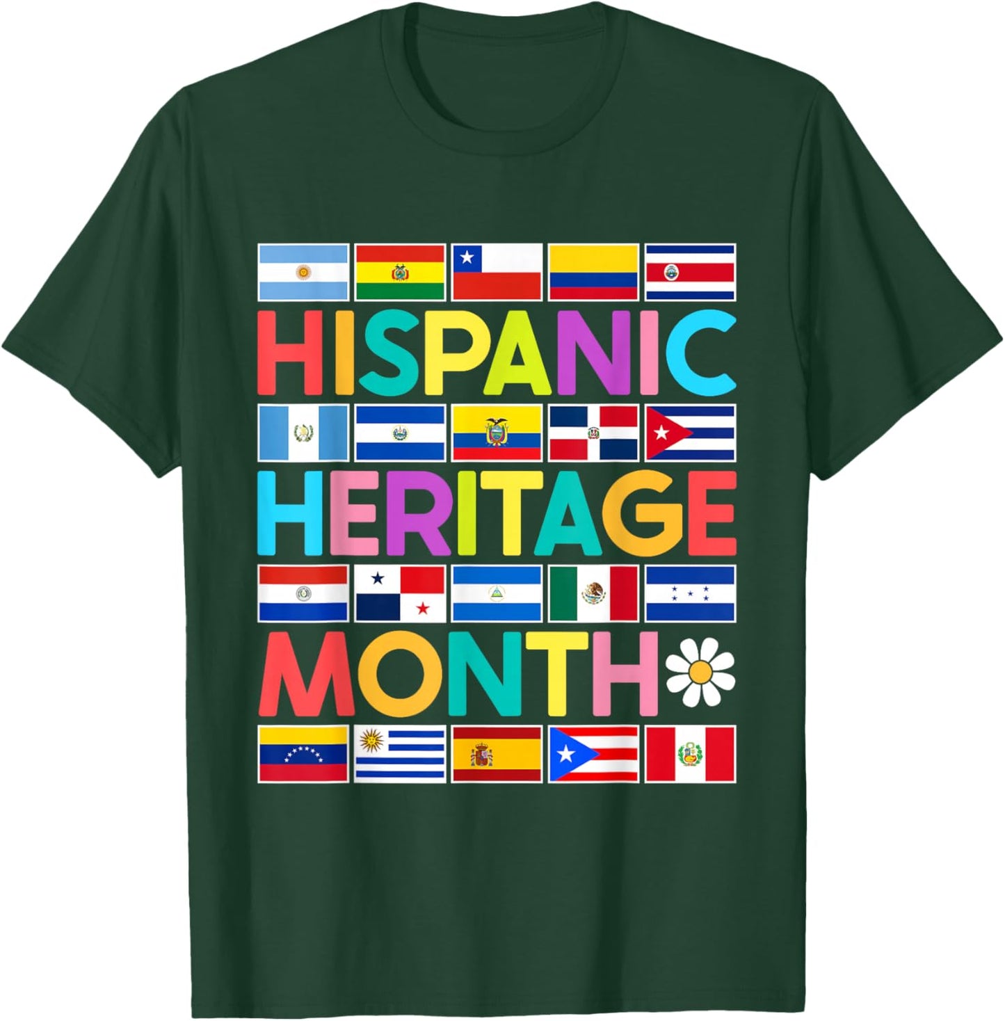 National Hispanic Heritage Month All Countries Flags T-Shirt - T-Shirt | Forest