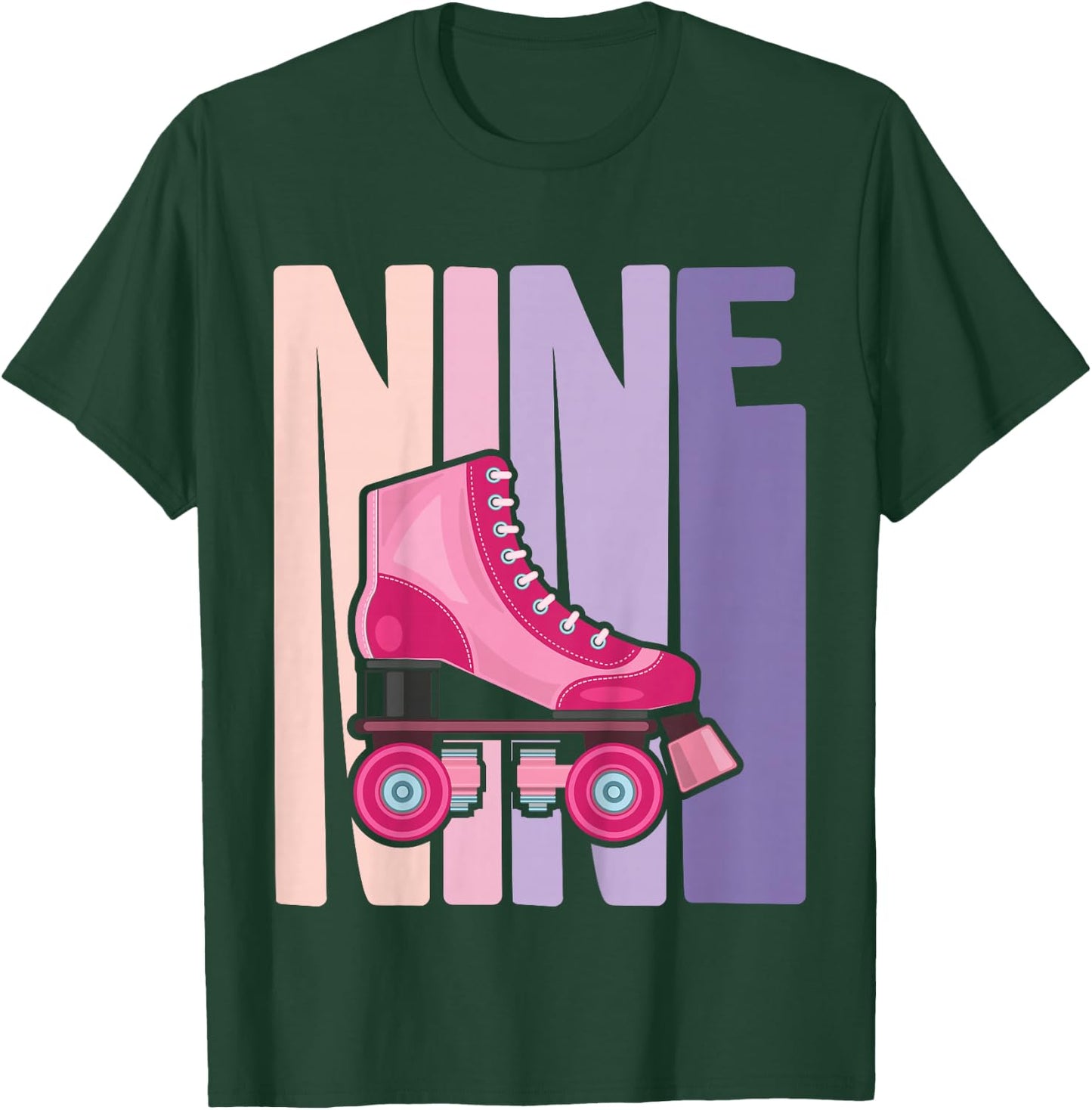 9 Year Old Cute Roller Skating Birthday Girl 9th B-day T-Shirt - T-Shirt | Forest