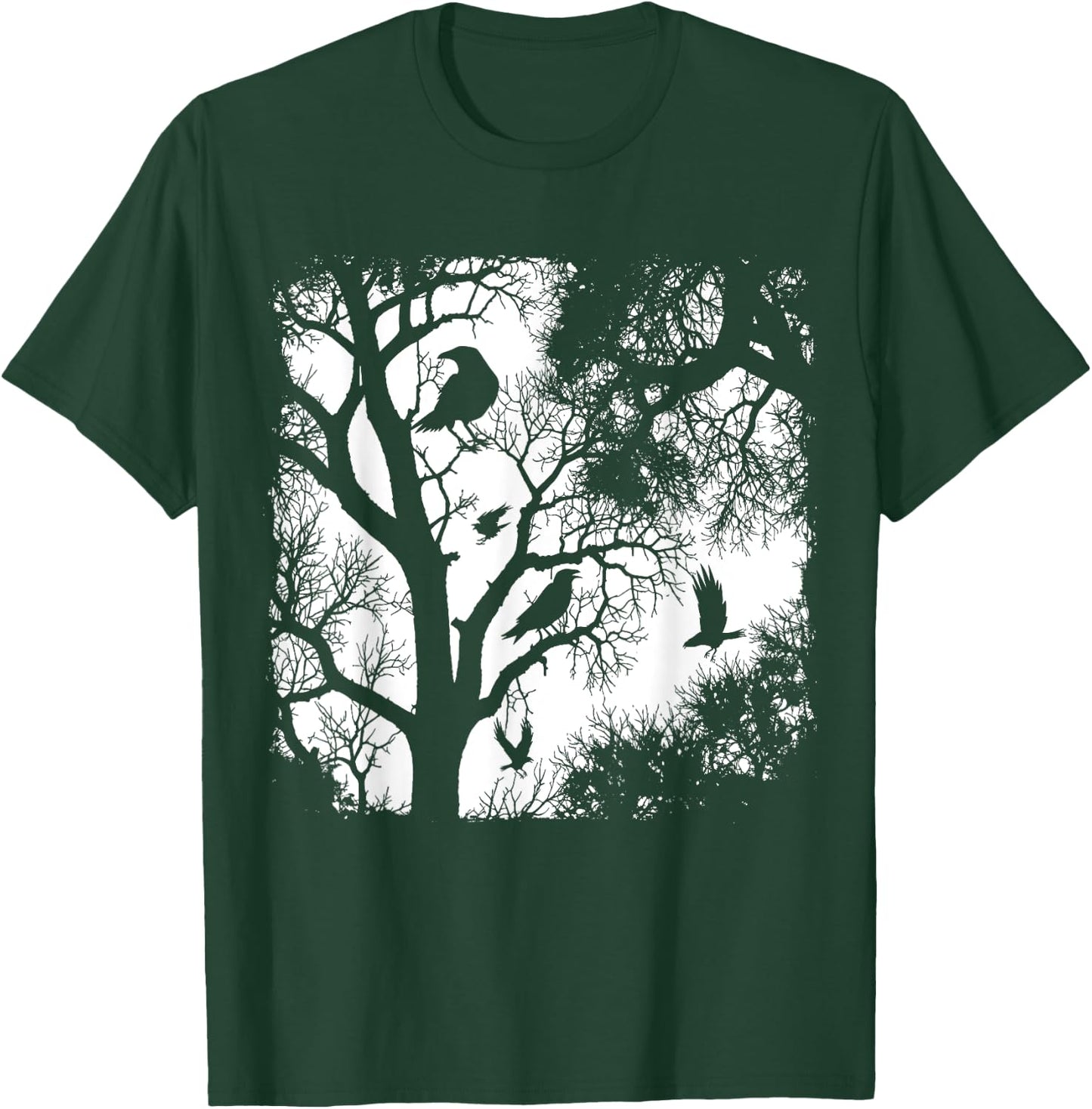 Gothic Raven Tree Dark Forest Crow Night Wilderness Aesthe T-Shirt - T-Shirt | Forest