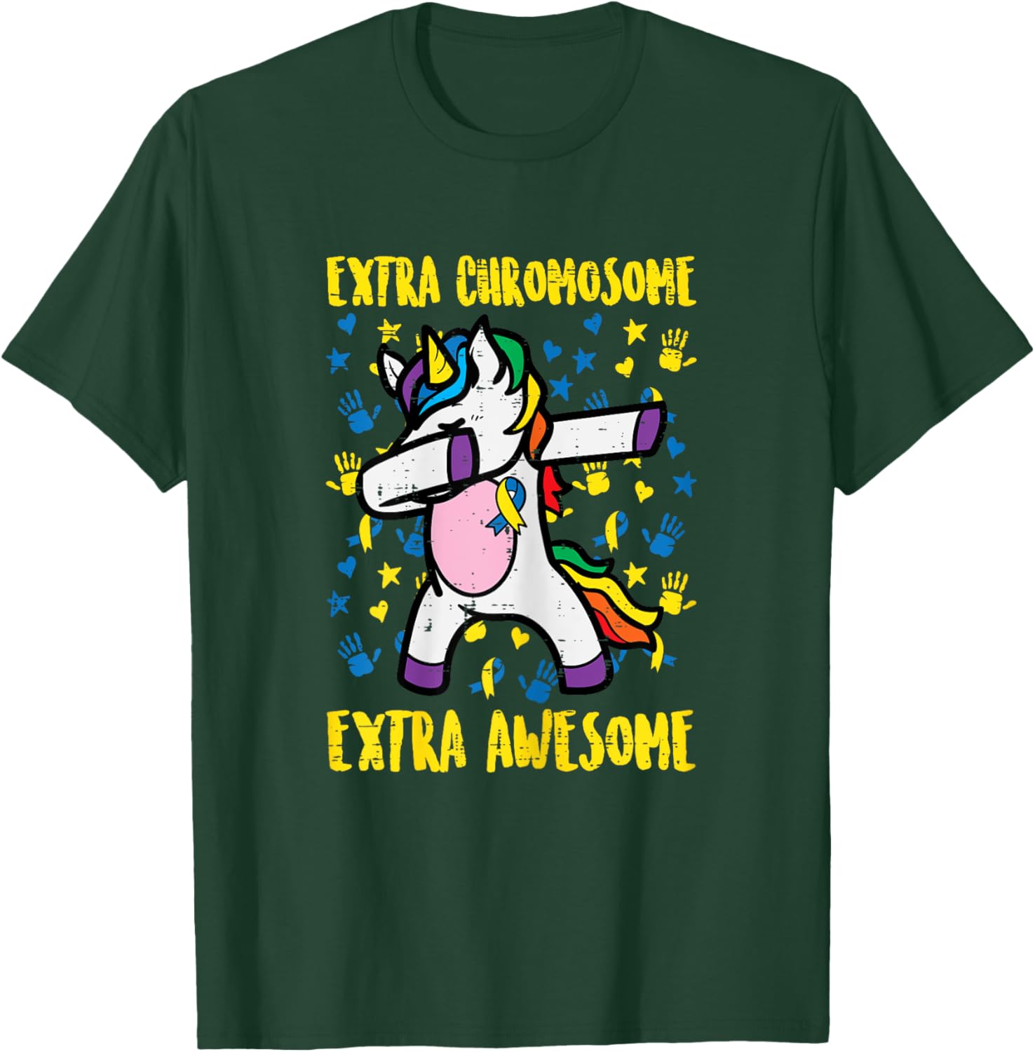 Down Syndrome Unicorn Extra Chromosome Awareness Girls Kids T-Shirt - T-Shirt | Forest