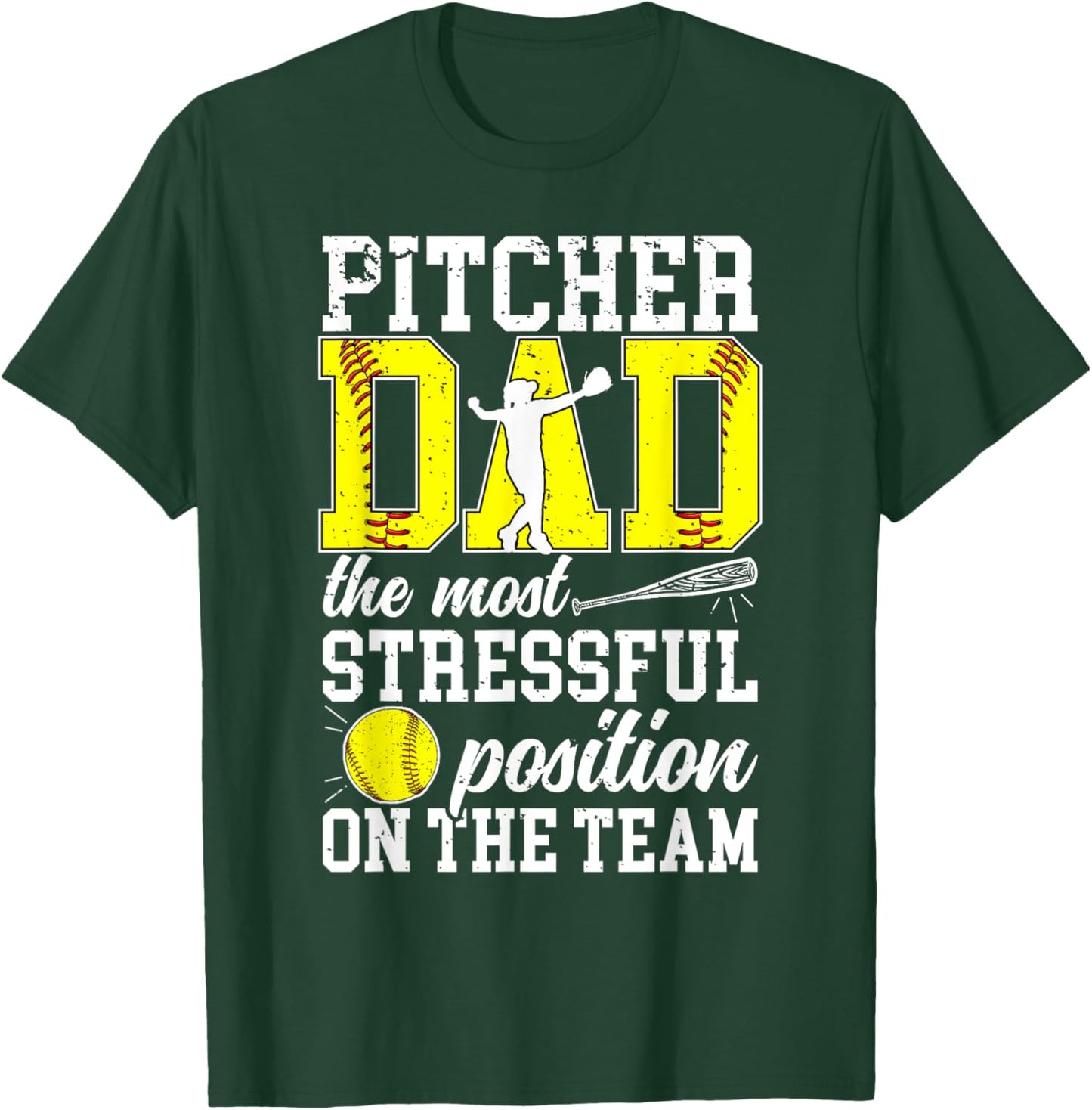Softball Pitcher Dad Funny Dad Of A Softball Pitcher Father T-Shirt - T-Shirt | Forest