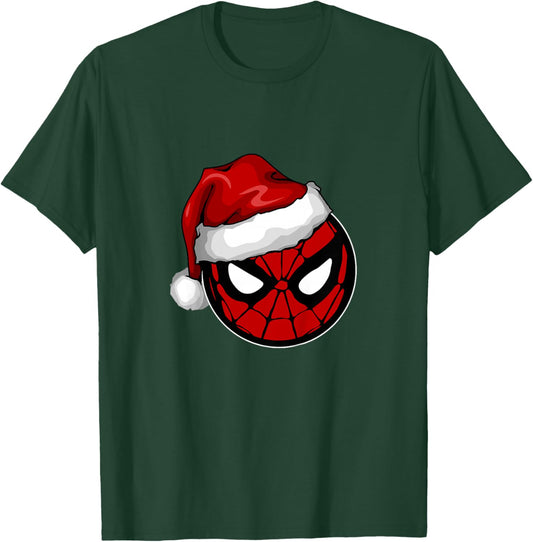 Kids Marvel Comics Christmas Santa Hat Spider-Man Circle Portrait T-Shirt - T-Shirt | Forest