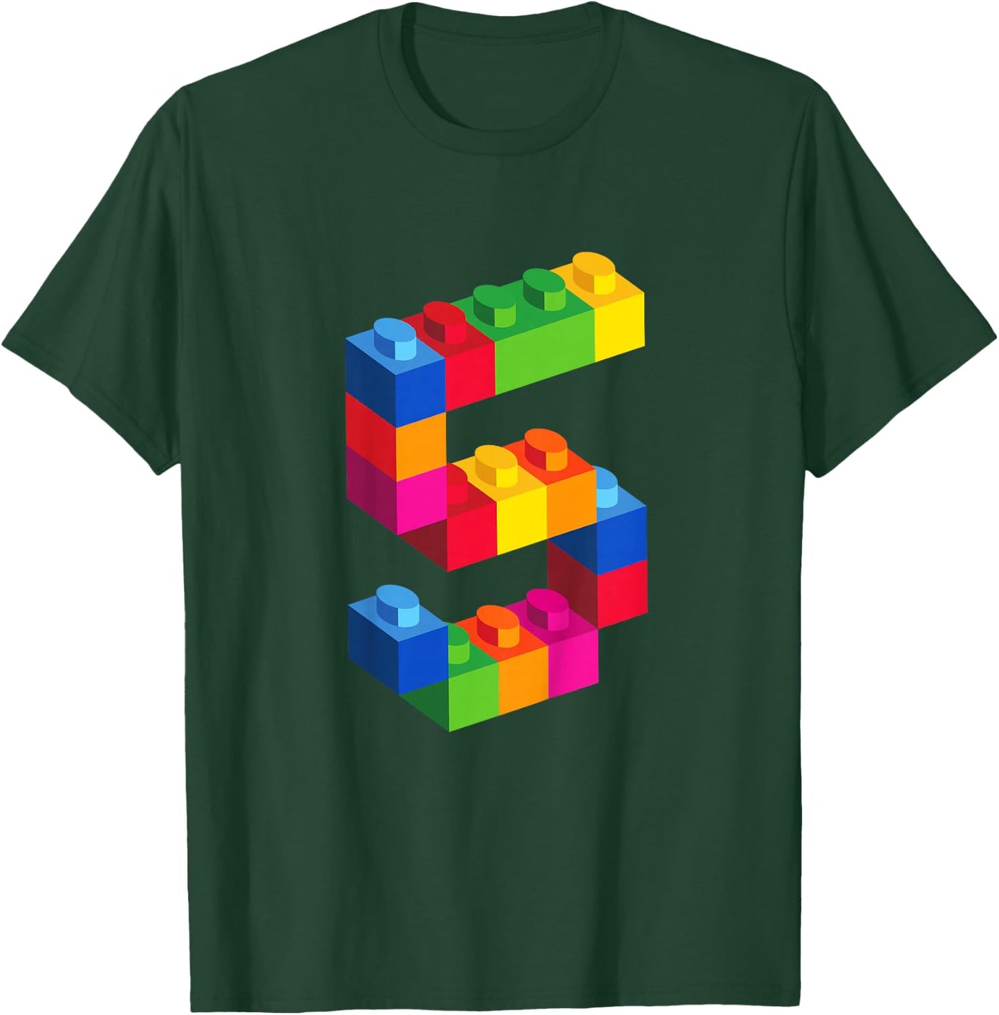 5 Year Old Building Blocks Birthday T Shirt Bricks 5th Gift T-Shirt - T-Shirt | Forest