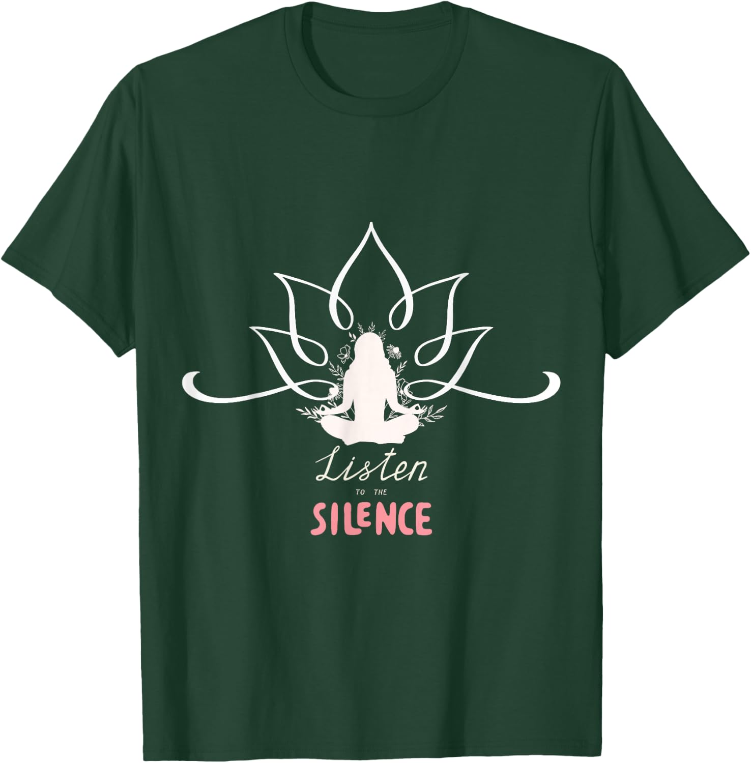 Meditative Silence: Yoga Lotus Design T-Shirt - T-Shirt | Forest
