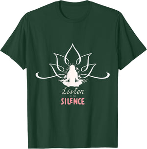 Meditative Silence: Yoga Lotus Design T-Shirt - T-Shirt | Forest