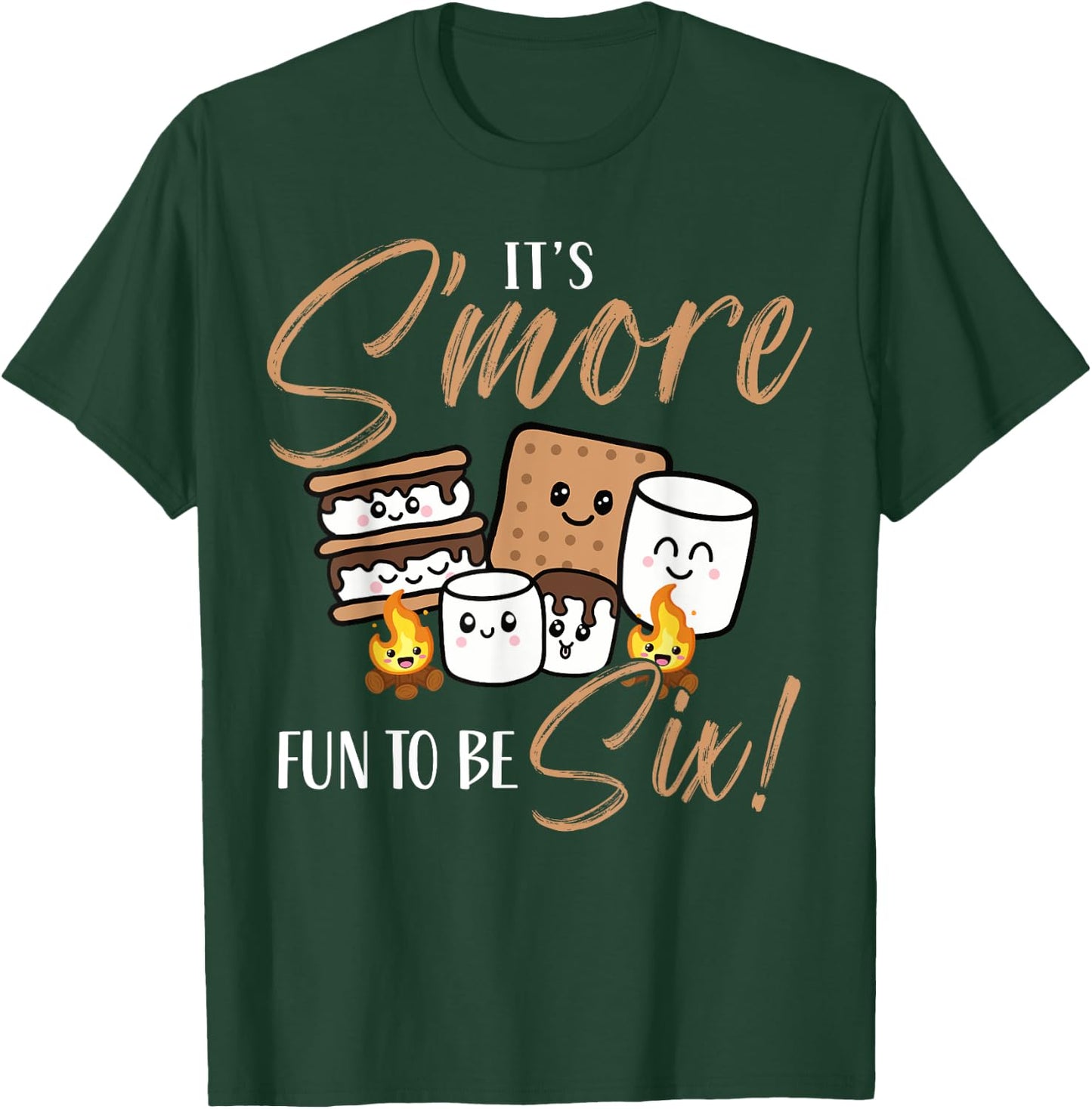 Birthday Campfire Marshmallow It's S'more Fun To Be Six 6th T-Shirt - T-Shirt | Forest