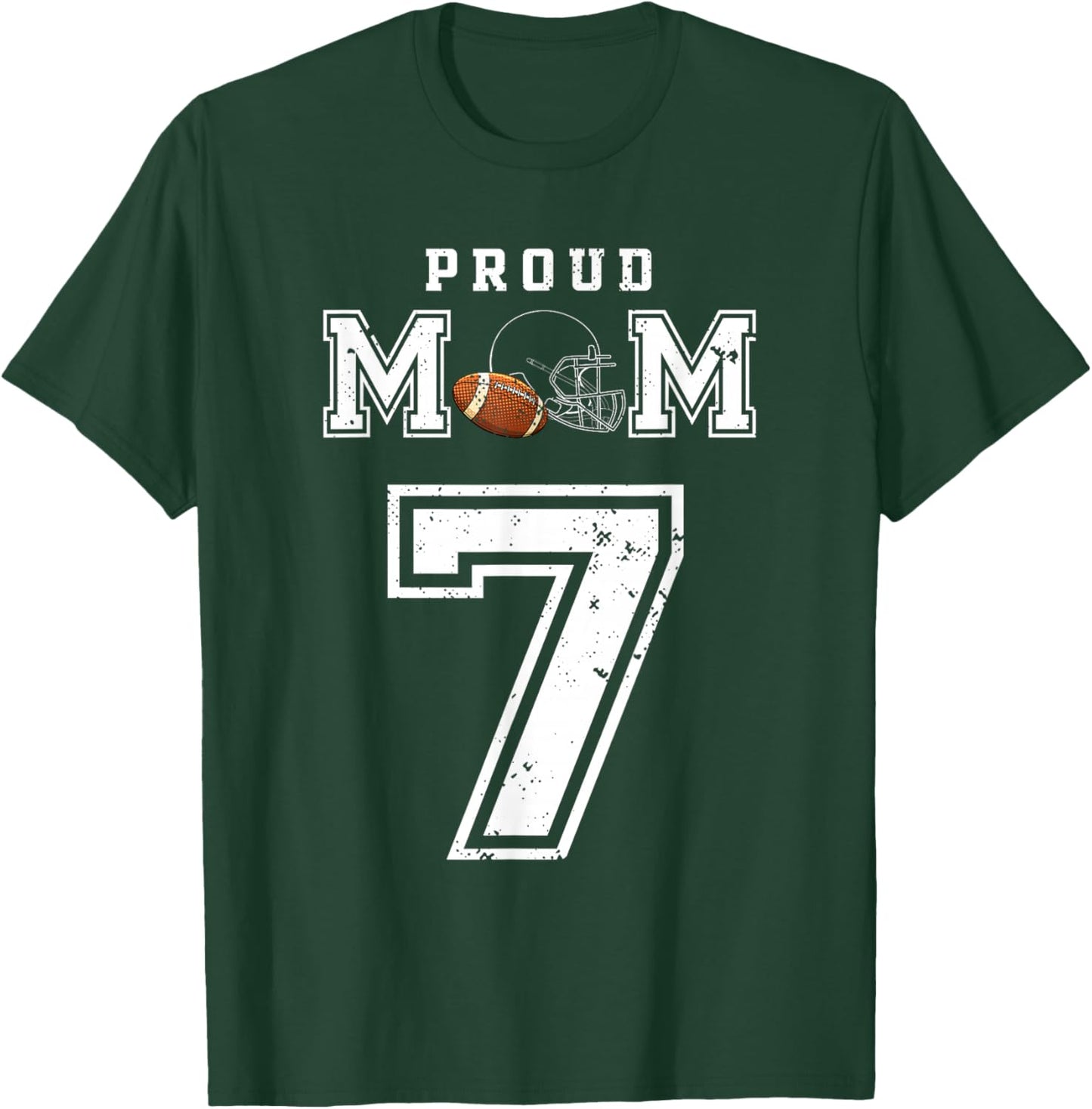 Custom Proud Football Mom Number 7 Personalized T-Shirt - T-Shirt | Forest