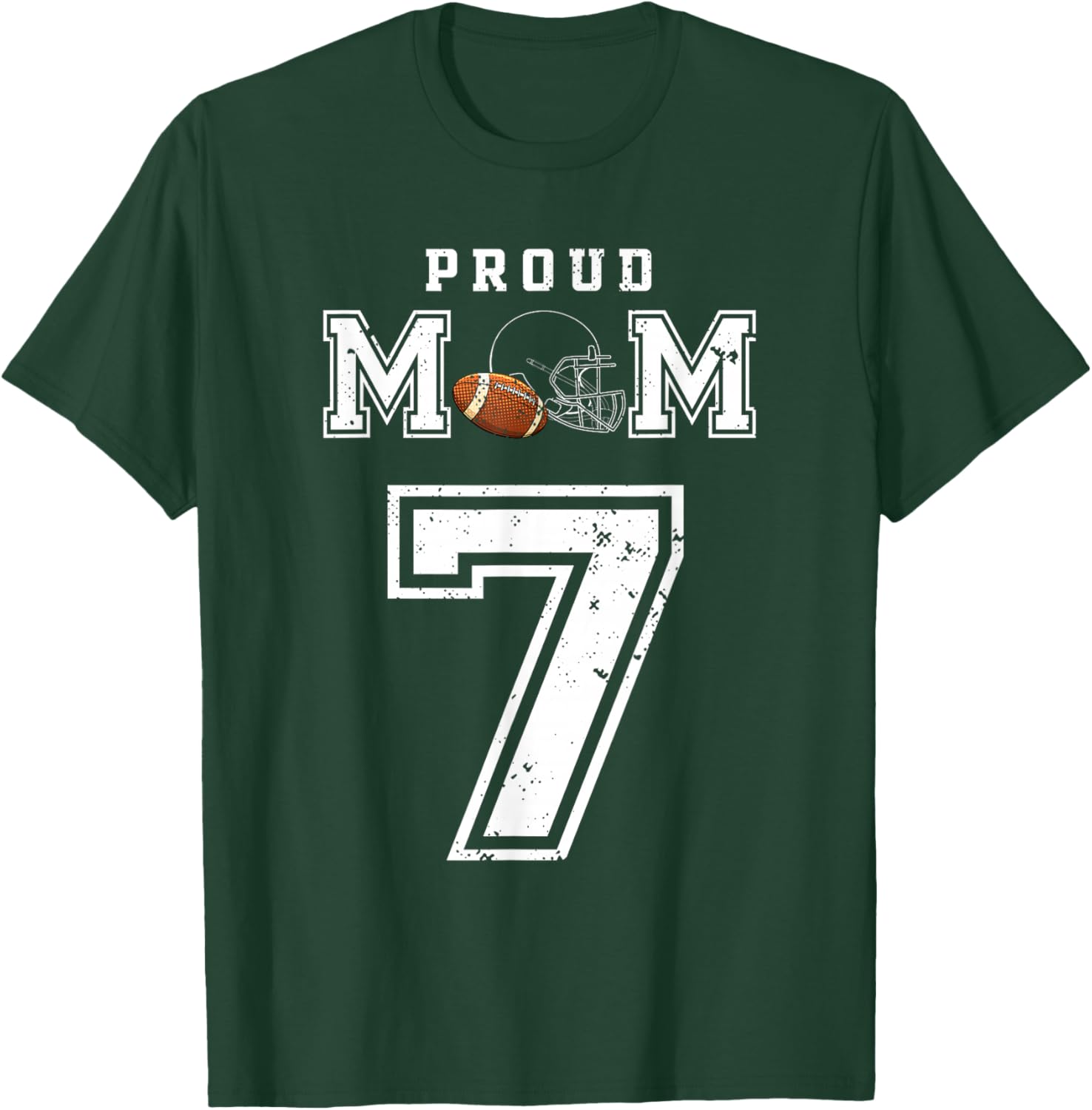 Custom Proud Football Mom Number 7 Personalized T-Shirt - T-Shirt | Forest