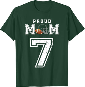 Custom Proud Football Mom Number 7 Personalized T-Shirt - T-Shirt | Forest