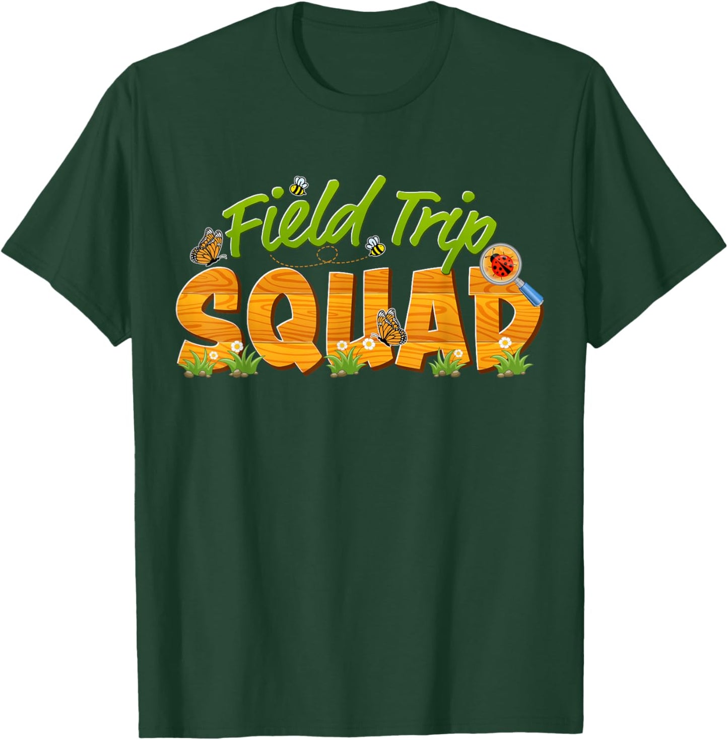 Nature Field Trip Squad School Matching Teacher Green Fields T-Shirt - T-Shirt | Forest