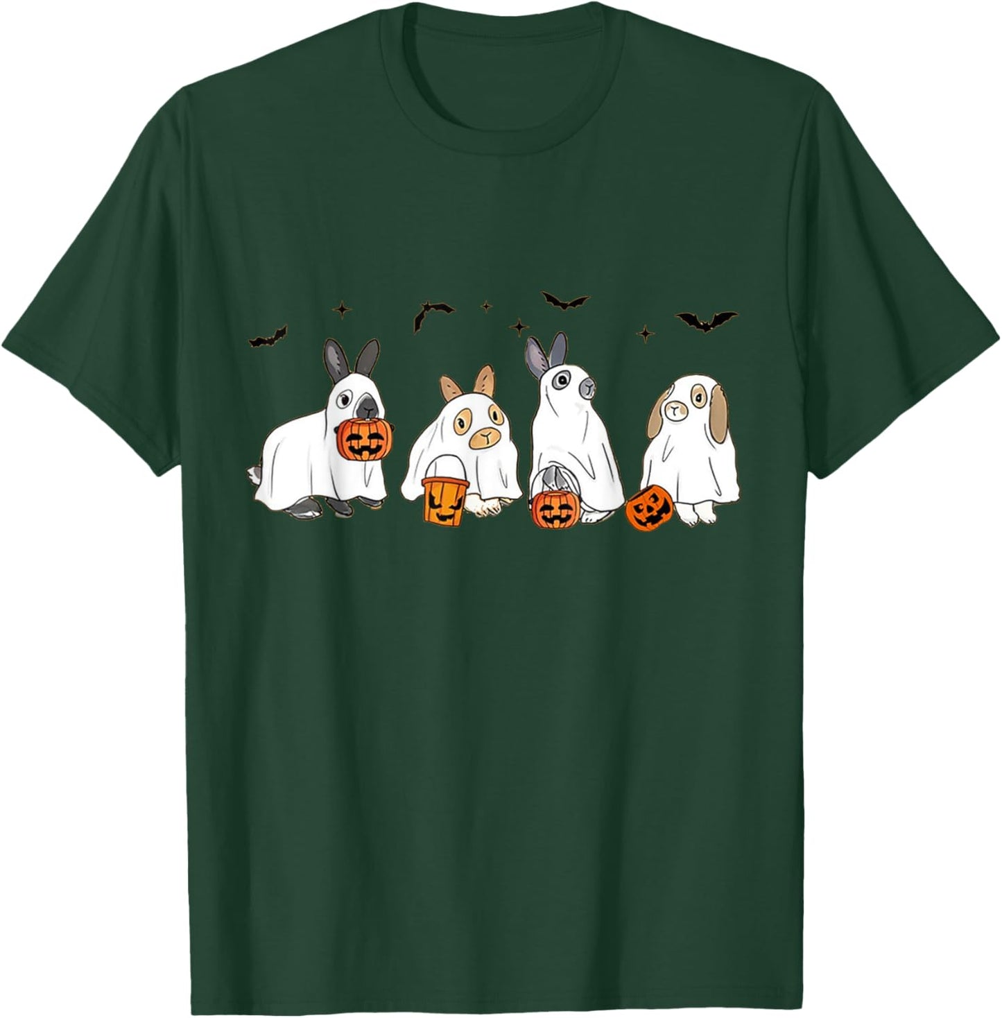 Cute Fall Ghost Bunny Rabbit Halloween Costume Spooky Season T-Shirt - T-Shirt | Forest