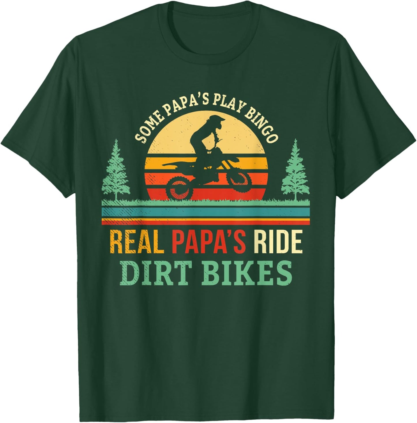 Retro Papa Dirt Bike Gift Dad Dirtbike Gifts Dirt Biking T-Shirt - T-Shirt | Forest
