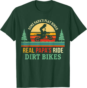 Retro Papa Dirt Bike Gift Dad Dirtbike Gifts Dirt Biking T-Shirt - T-Shirt | Forest