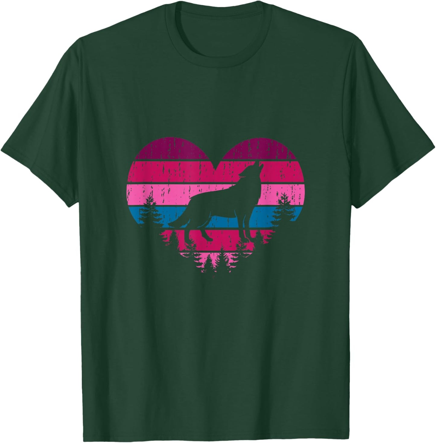 Wolf Girl Valentines Day Vintage Cute Loves Wolves T-Shirt - T-Shirt | Forest