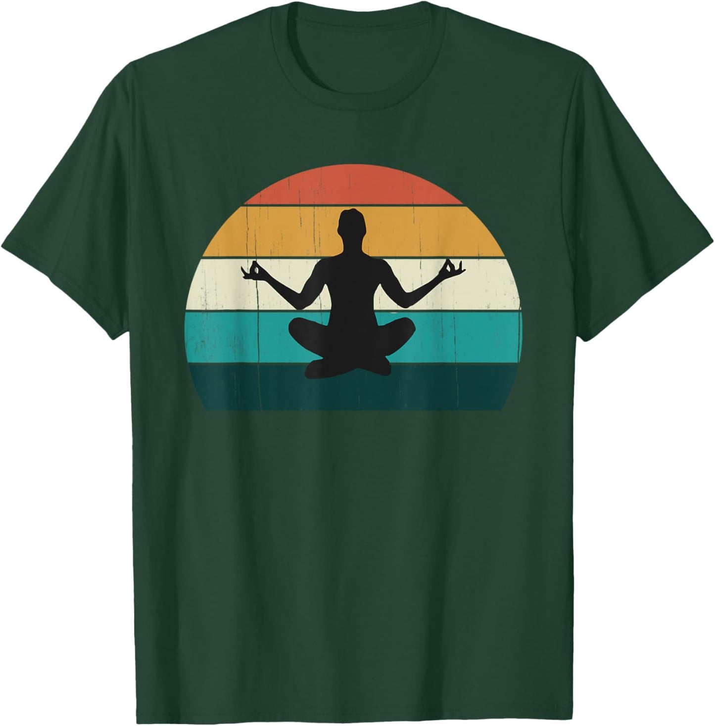 Retro Yoga Pose: Vintage Mind Meditation / Body Workout Yogi T-Shirt - T-Shirt | Forest