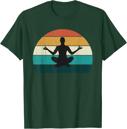 Retro Yoga Pose: Vintage Mind Meditation / Body Workout Yogi T-Shirt - T-Shirt | Forest