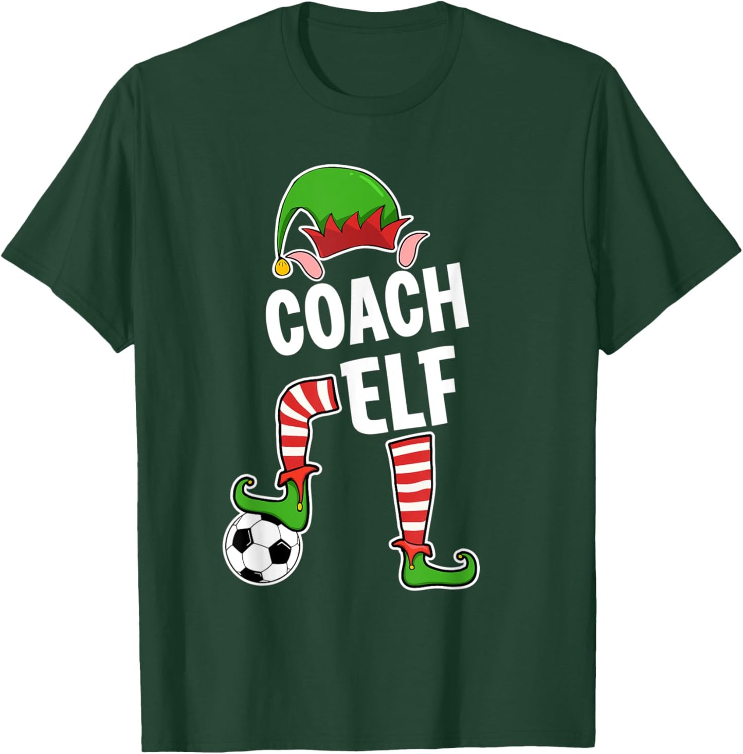 Christmas Soccer Elf for Soccer Coaches Elf T-Shirt - T-Shirt | Forest