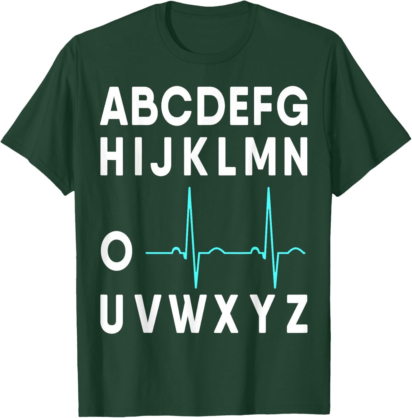 Med School Co. EKG Alphabet Heartbeat Line Doctor Nurse T-Shirt - T-Shirt | Forest