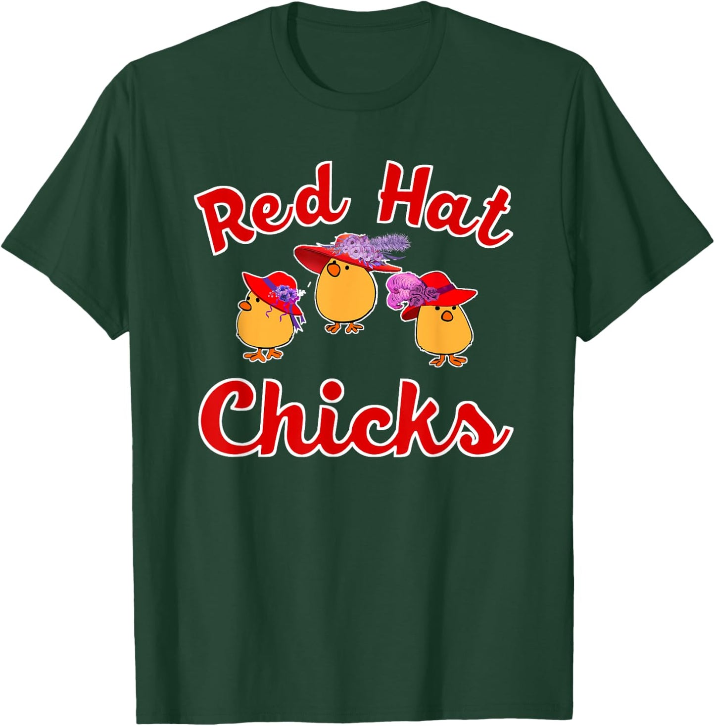 Cute Red Hat Ladies Chicks Gift T-Shirt - T-Shirt | Forest