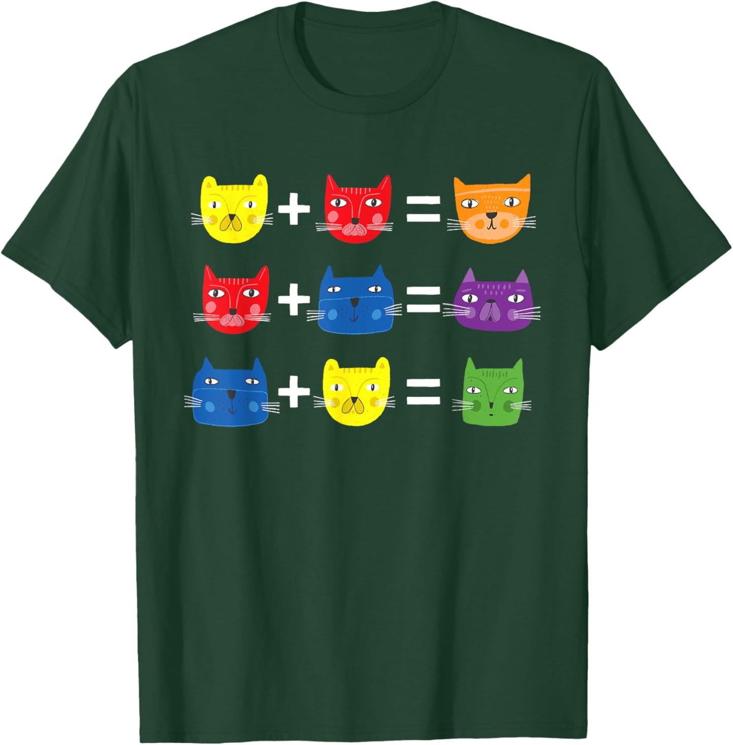 Cat Themed Color Theory Educational Art Teacher Artist T-Shirt - T-Shirt | Forest