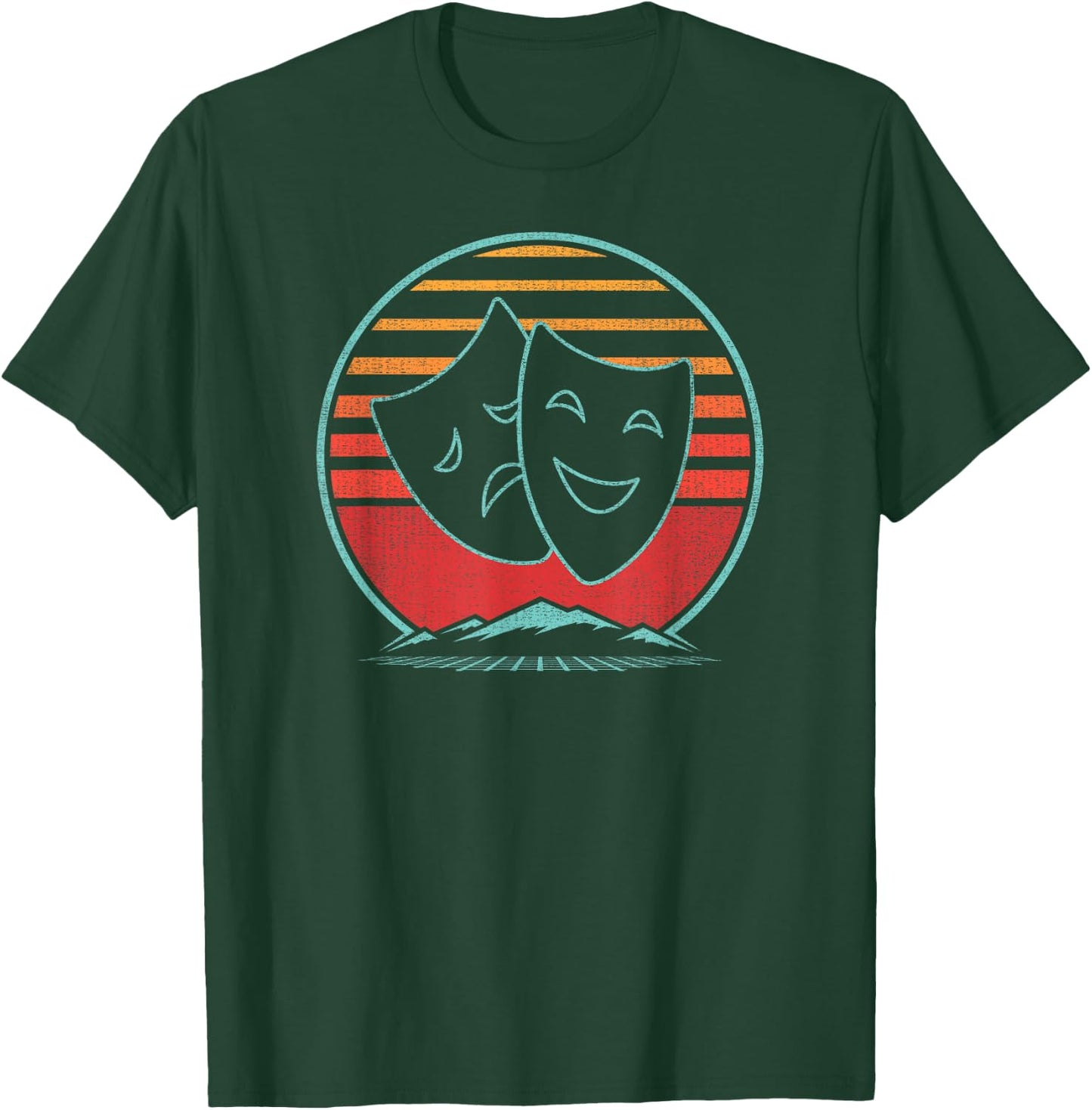 Theatre Masks Retro 80s Style Drama Actress Actor Gift T-Shirt - T-Shirt | Forest