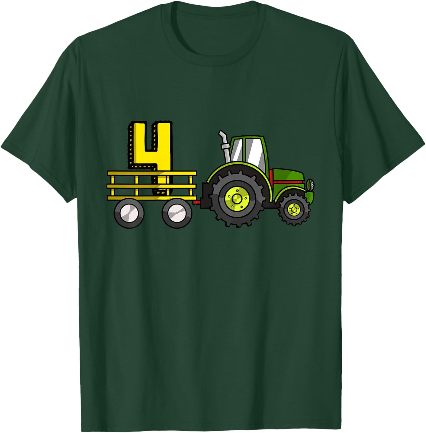 Kids Farm 4 Year Old Barnyard Boys 4th Birthday Tractor T-Shirt - T-Shirt | Forest