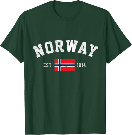 Norway Est. 1814 Norwegian Flag Independence Day T-Shirt - T-Shirt | Forest