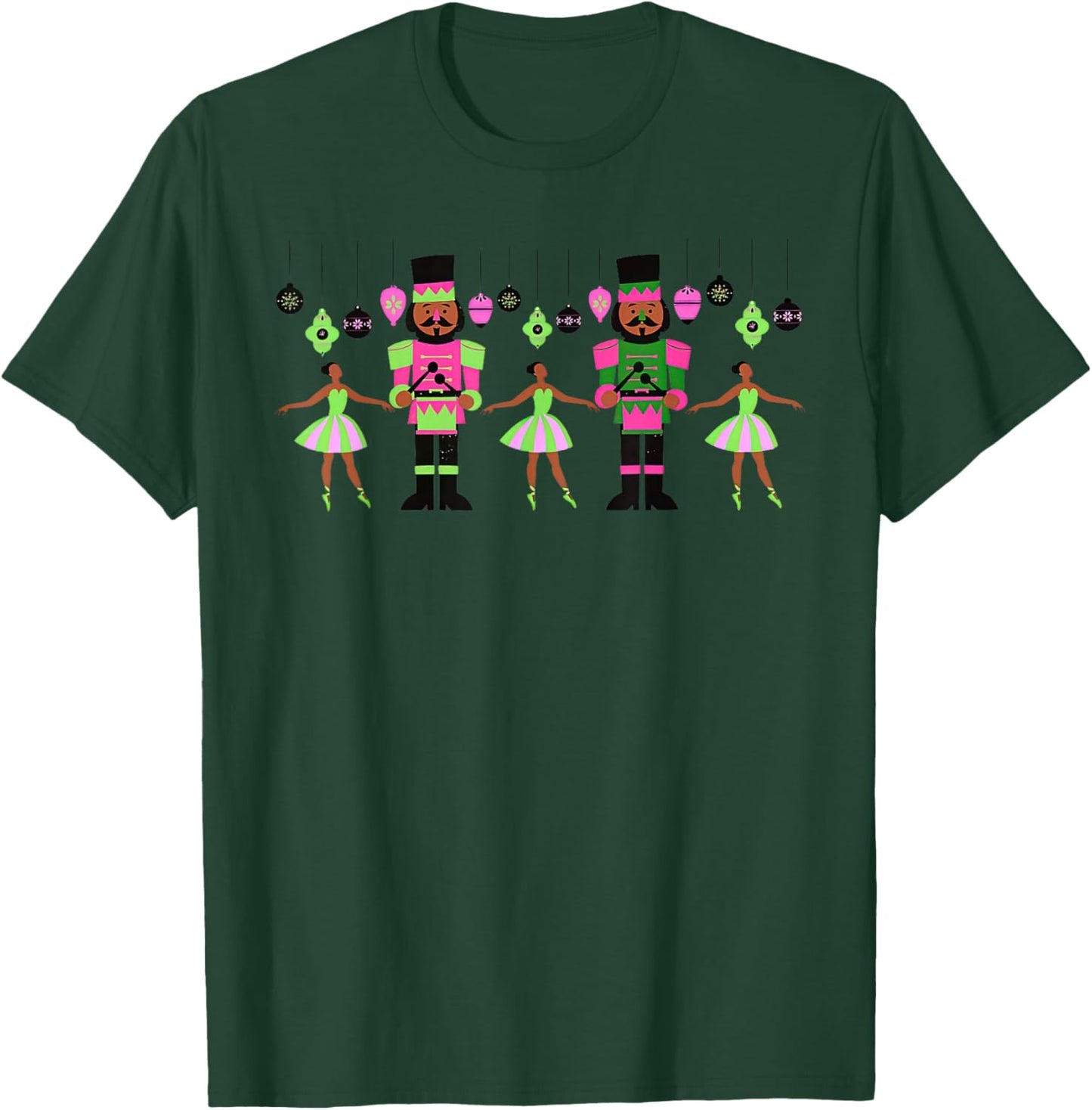 African American Ballet Dancer Black Nutcracker Pink Green T-Shirt - T-Shirt | Forest