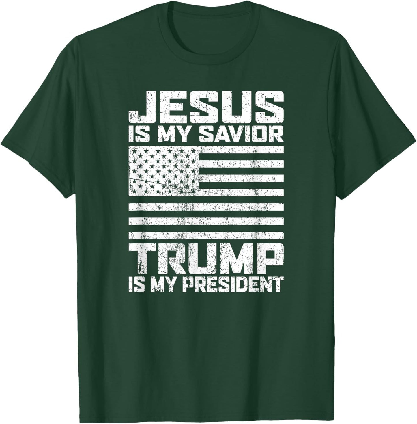"Jesus is my Savior - Trump is my President" vintage white T-Shirt - T-Shirt | Forest