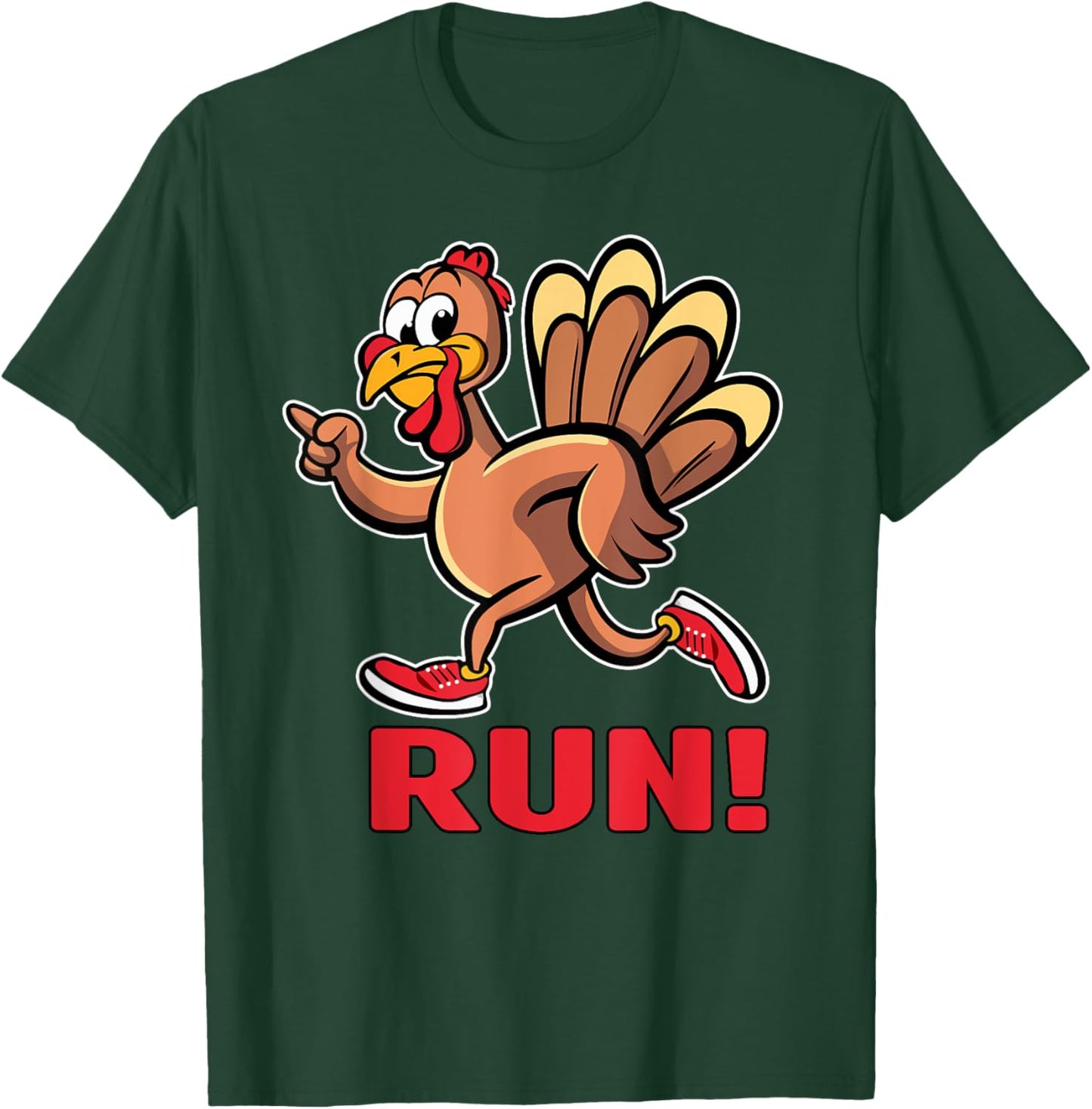 Funny Turkey Trot Run Thanksgiving Turkey Running Kids Adult T-Shirt - T-Shirt | Forest