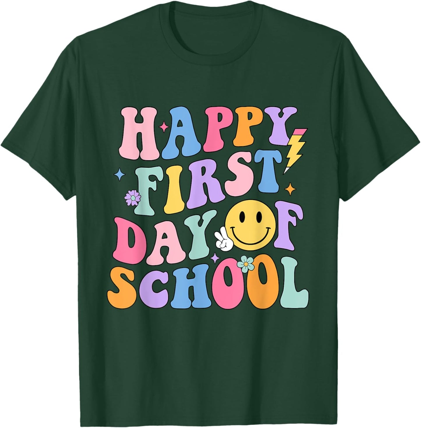 Happy First Day Of School Shirt Teachers Kids Back To School T-Shirt - T-Shirt | Forest