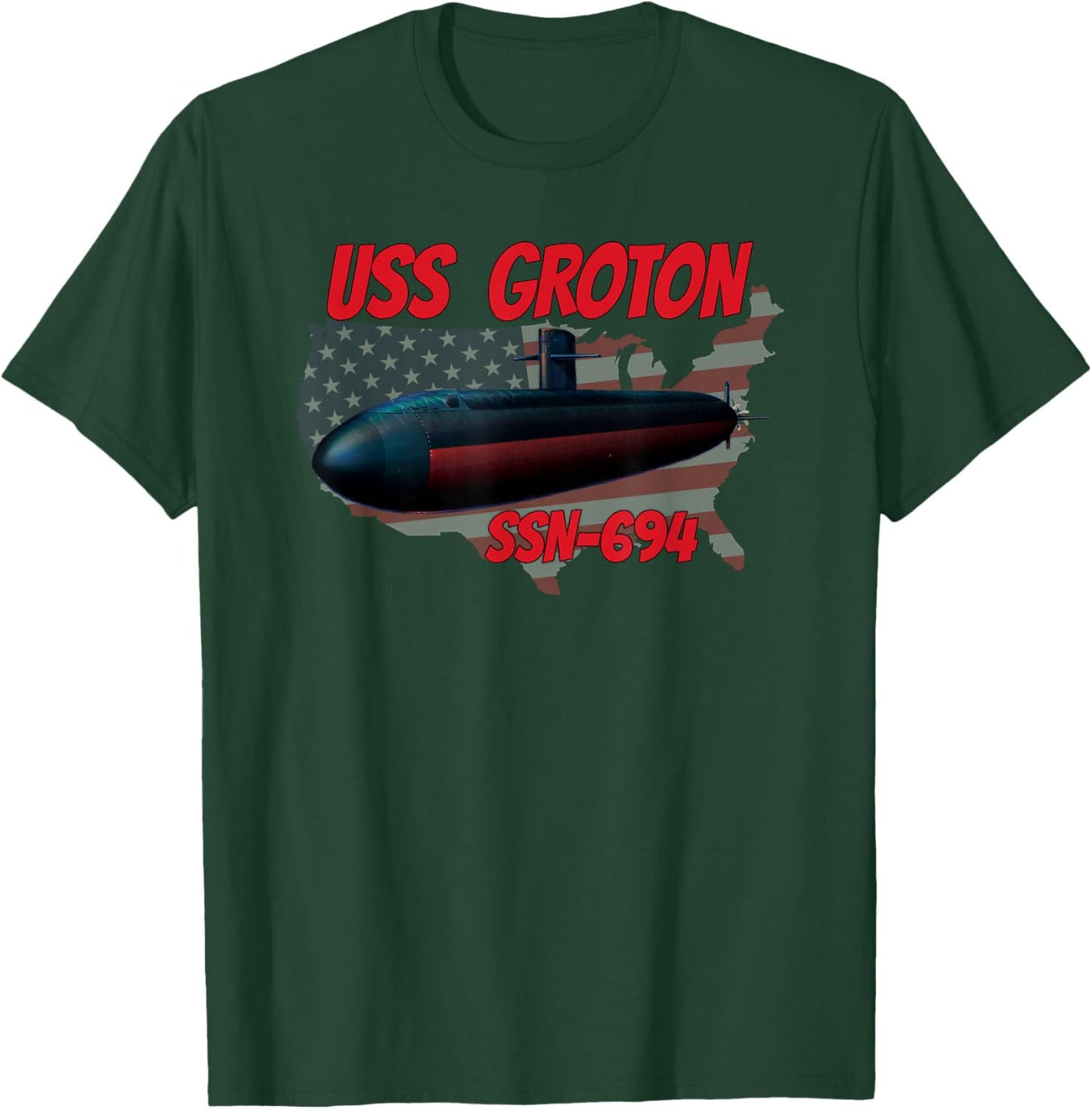 USS Groton SSN-694 Submarine Veterans Day Father Grandpa Dad T-Shirt - T-Shirt | Forest