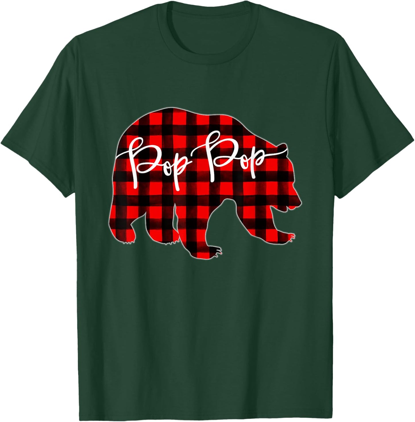 Red Plaid Pop Pop Bear Matching Family Christmas Eve Buffalo T-Shirt - T-Shirt | Forest