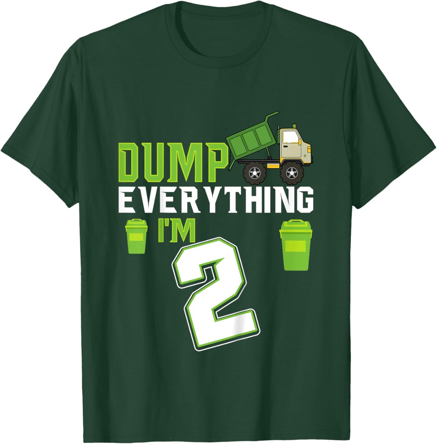 Kids Recycling Trash 2 Year Old Garbage Truck 2nd Birthday Boy T-Shirt - T-Shirt | Forest