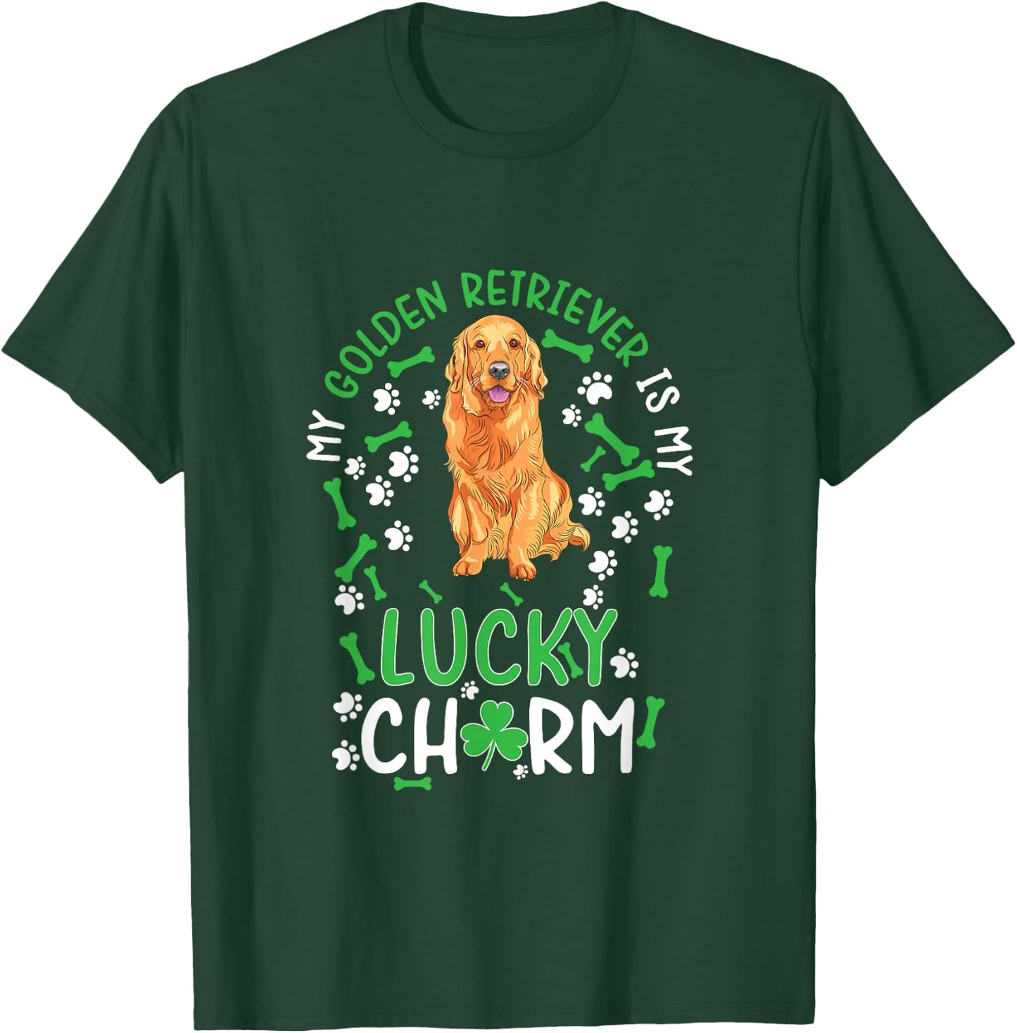 My Golden Retriever is My Lucky Charm dog st Patrick's day T-Shirt - T-Shirt | Forest