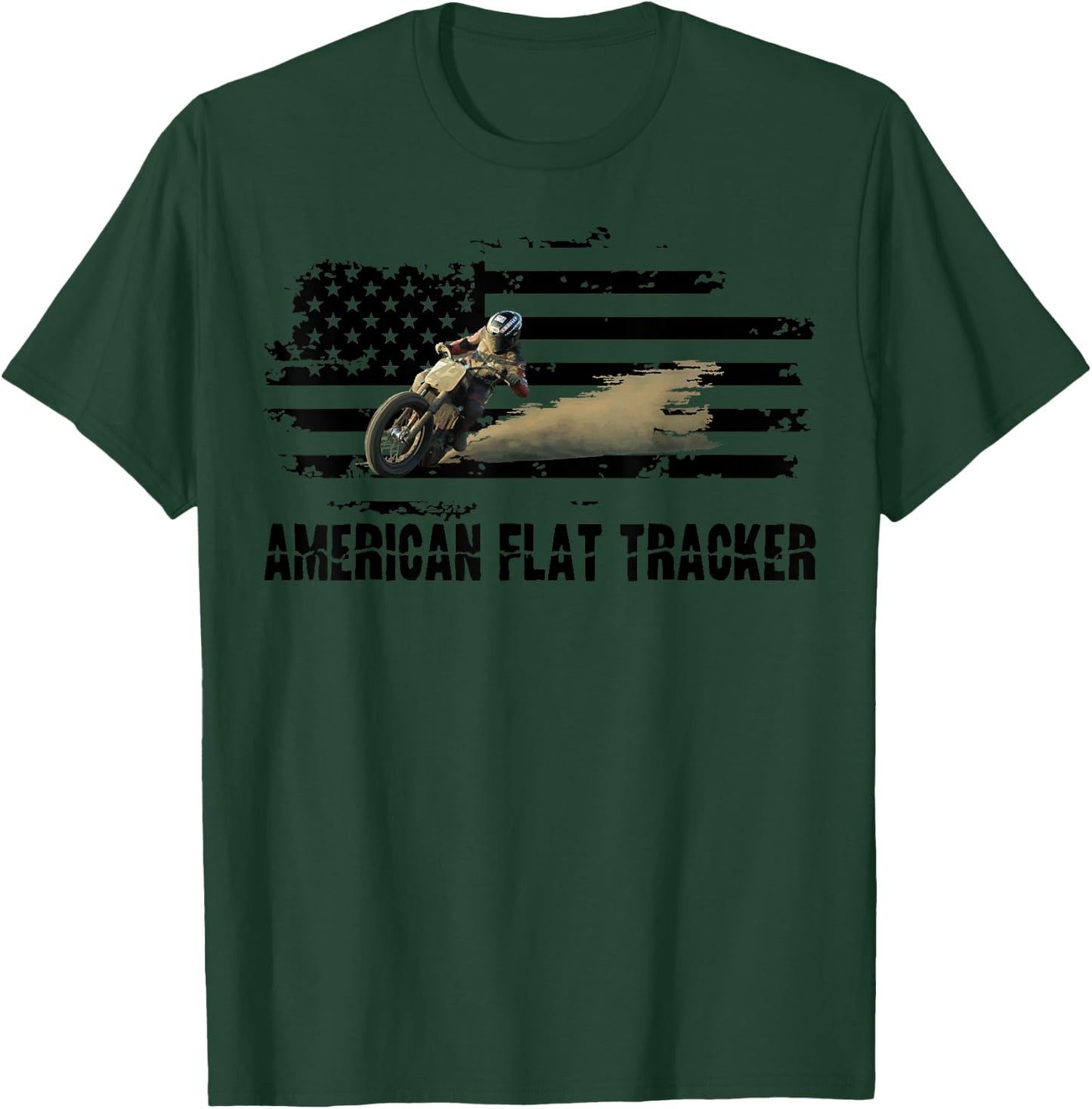 American Flat Tracker Men Women Adults Teens Boys Girls T-Shirt - T-Shirt | Forest