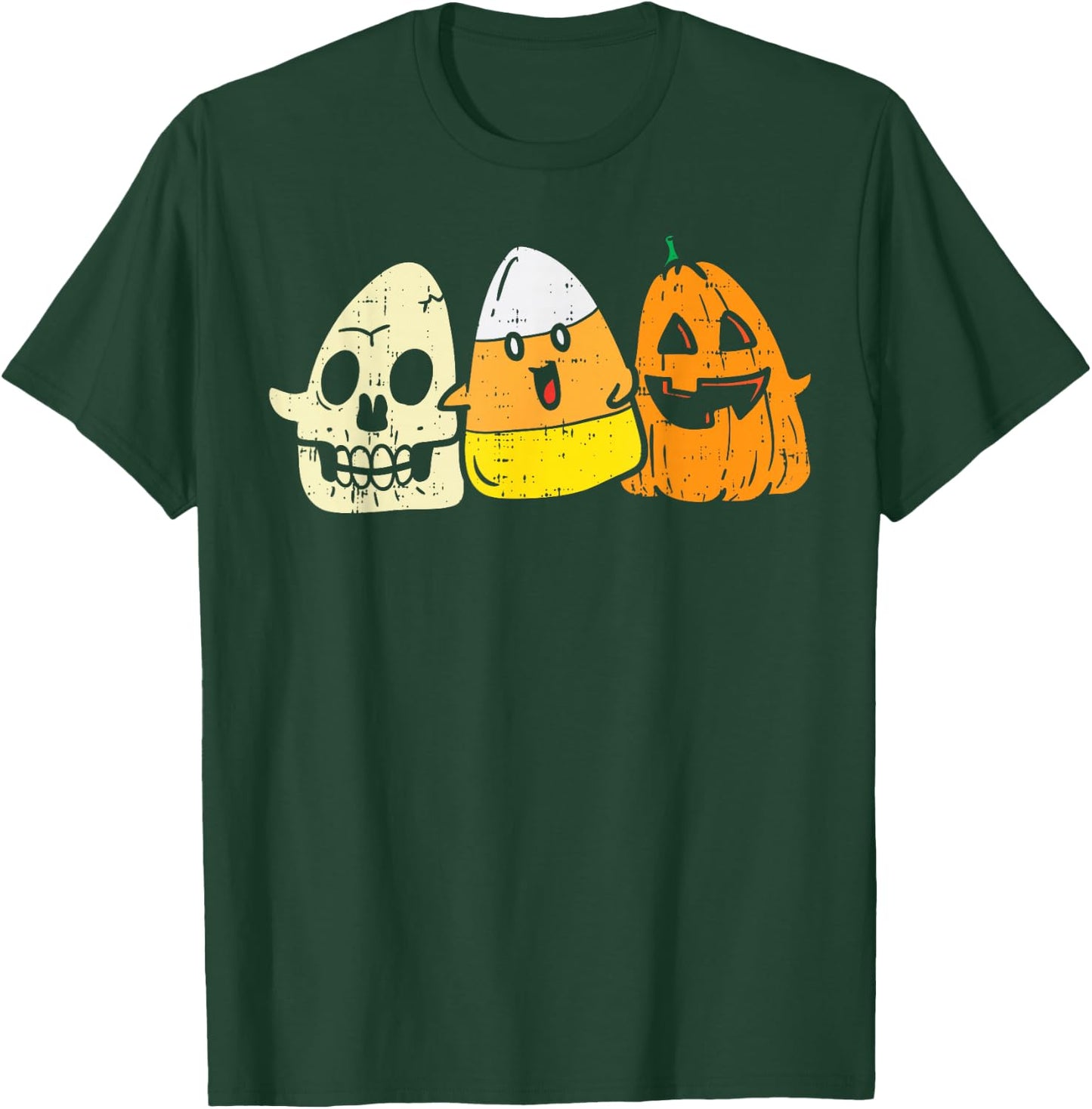 Candy Corn Skeleton Skull Pumpkin Fun Halloween Costume Kids T-Shirt - T-Shirt | Forest