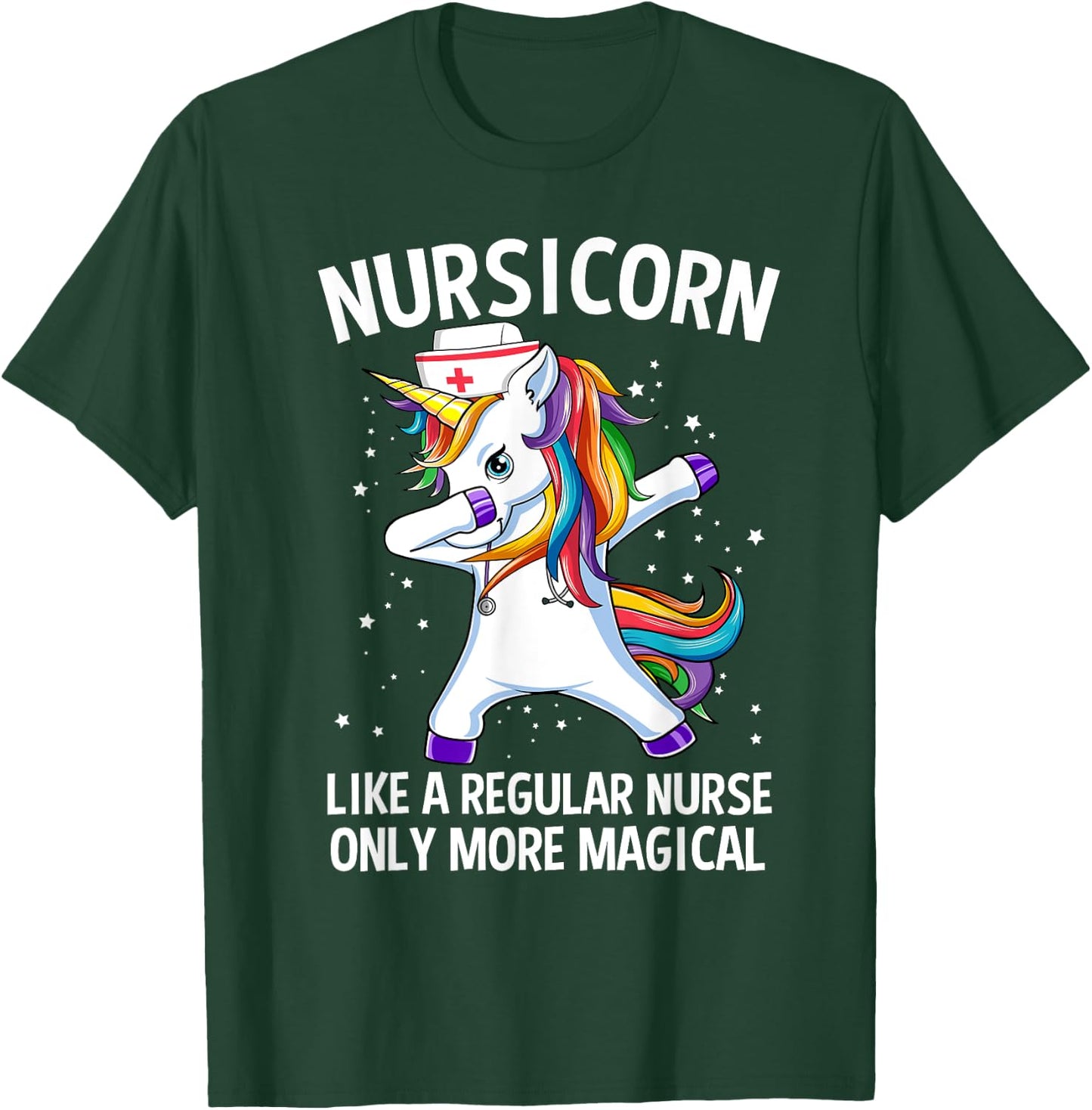 Dabbing Unicorn Nursicorn Funny Nurse T-Shirt - T-Shirt | Forest