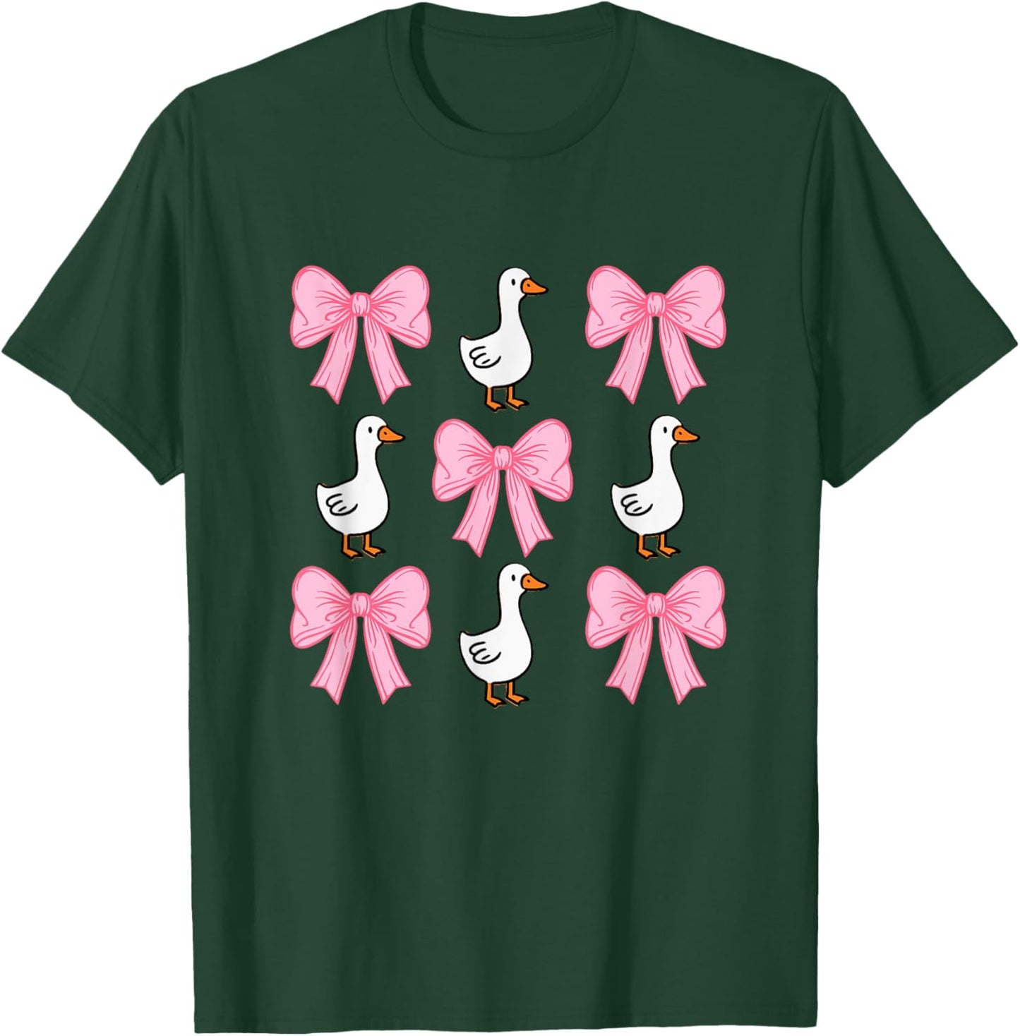 Cute Coquette Bow Goose Duck Fall Halloween Girl Women Gift T-Shirt - T-Shirt | Forest