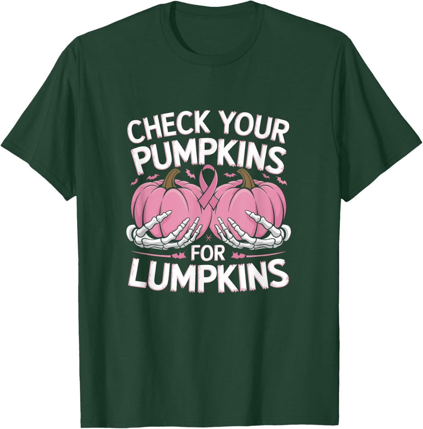 Check Your Pumpkins For Lumpkins Breast Cancer T-Shirt - T-Shirt | Forest