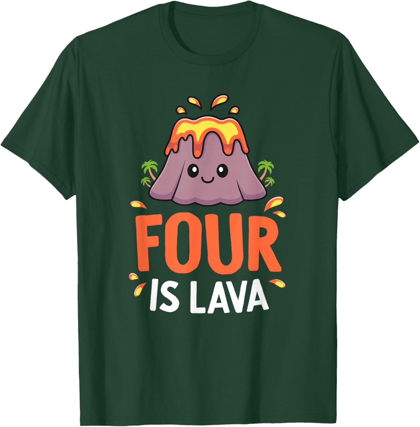 Volcano Birthday Party 4th Birthday Dinosaur Four Is Lava T-Shirt - T-Shirt | Forest