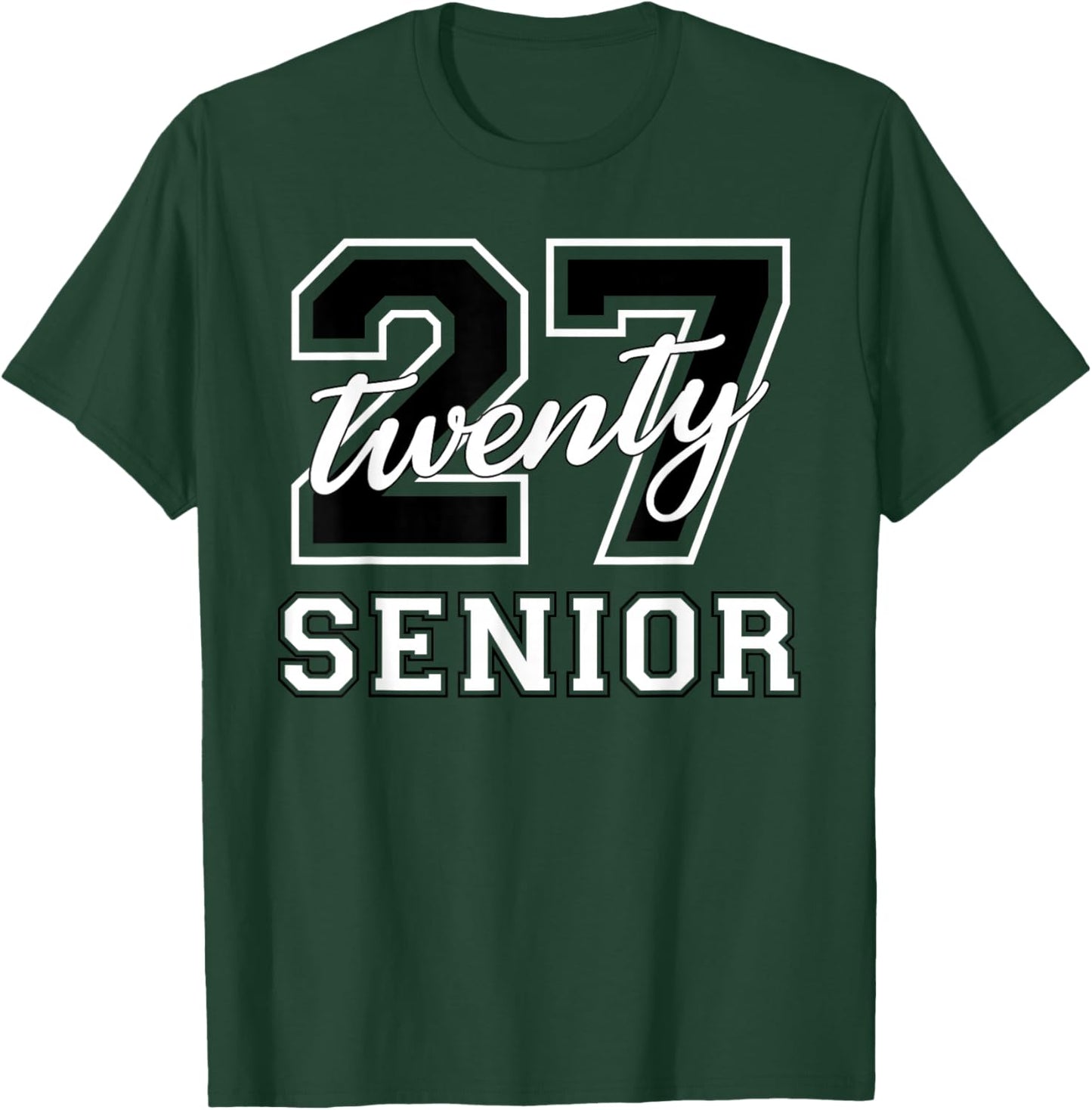 Senior Class of 2027 Graduation Varsity Black White Letters T-Shirt - T-Shirt | Forest