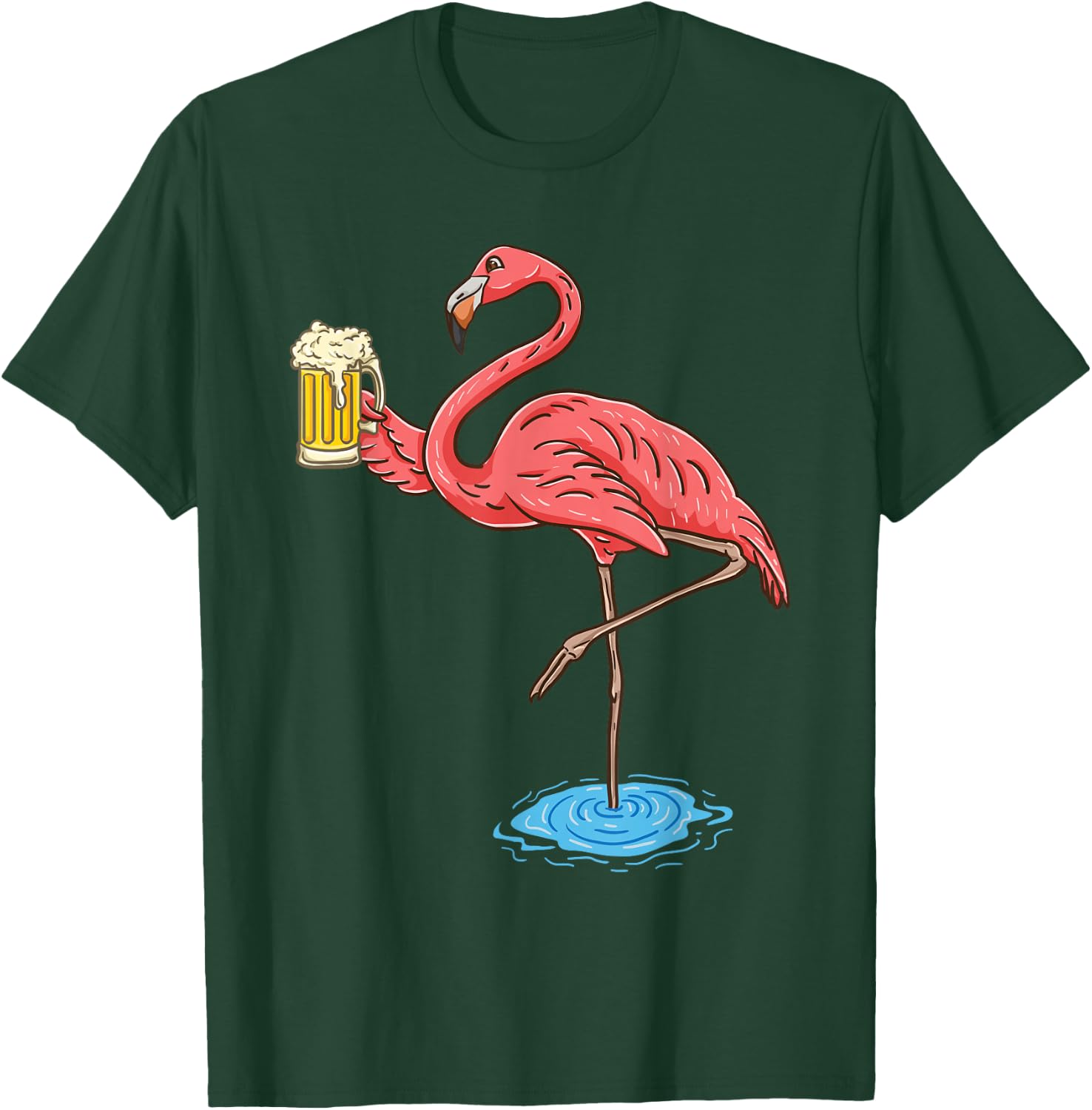 Flamingo Drinking Beer T-Shirt - T-Shirt | Forest