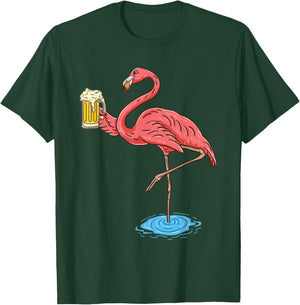 Flamingo Drinking Beer T-Shirt - T-Shirt | Forest