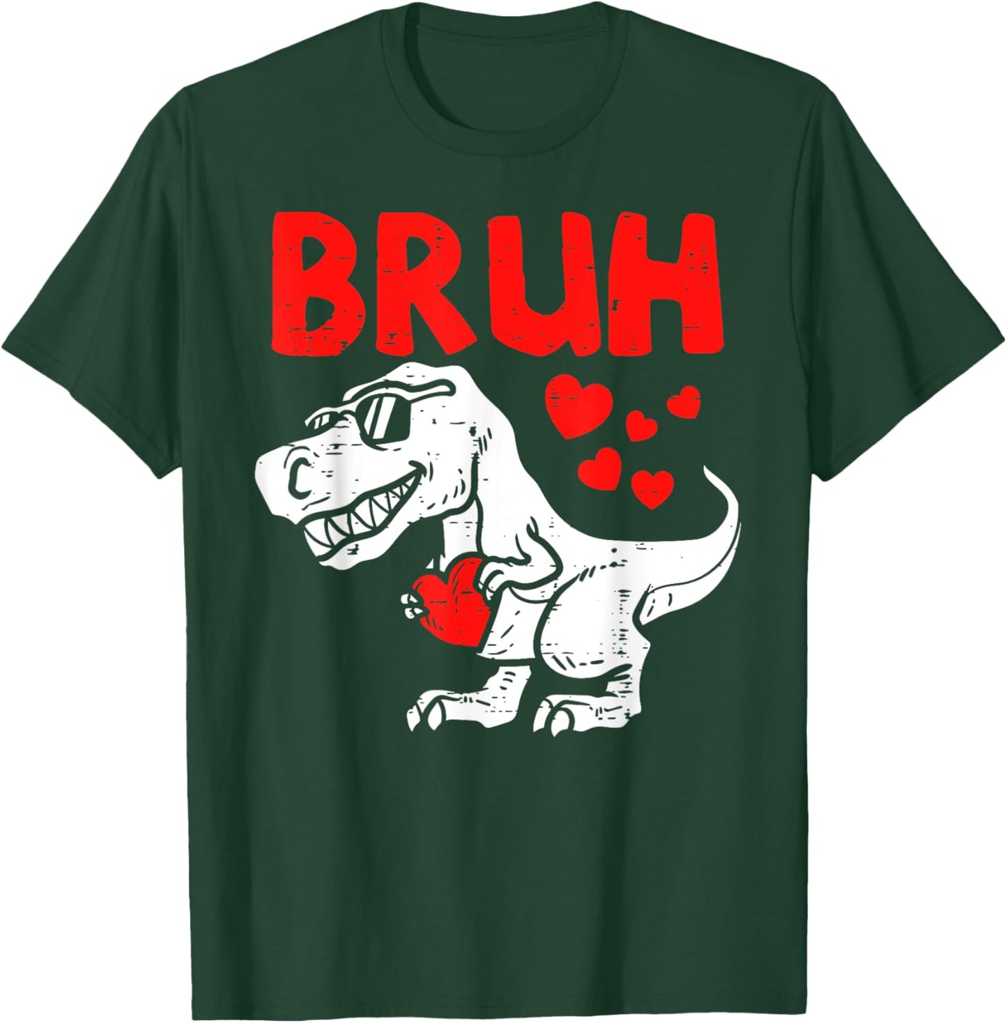 Bruh Dinosaur Retro Valentines Boys Men Kids Steal Hearts T-Shirt - T-Shirt | Forest