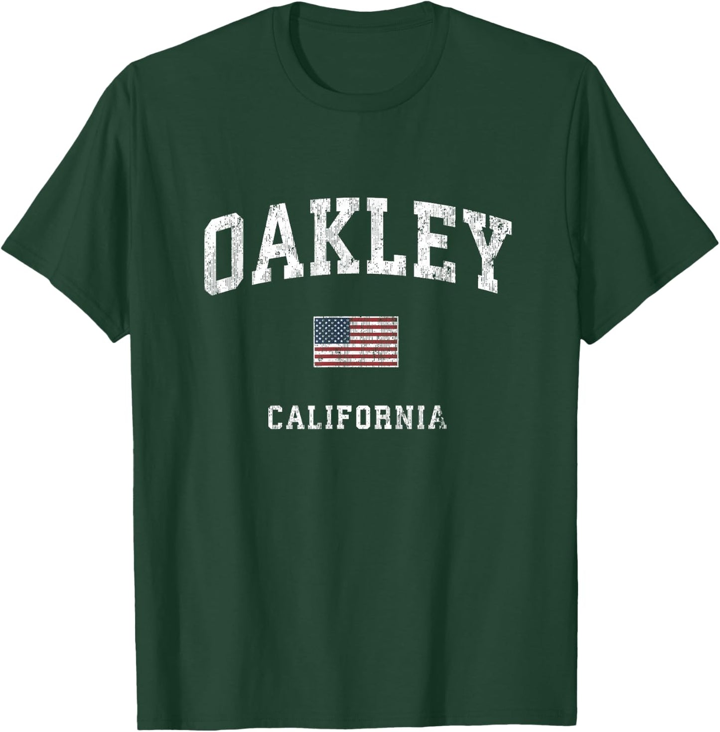 Oakley California CA Vintage American Flag Sports Design T-Shirt - T-Shirt | Forest