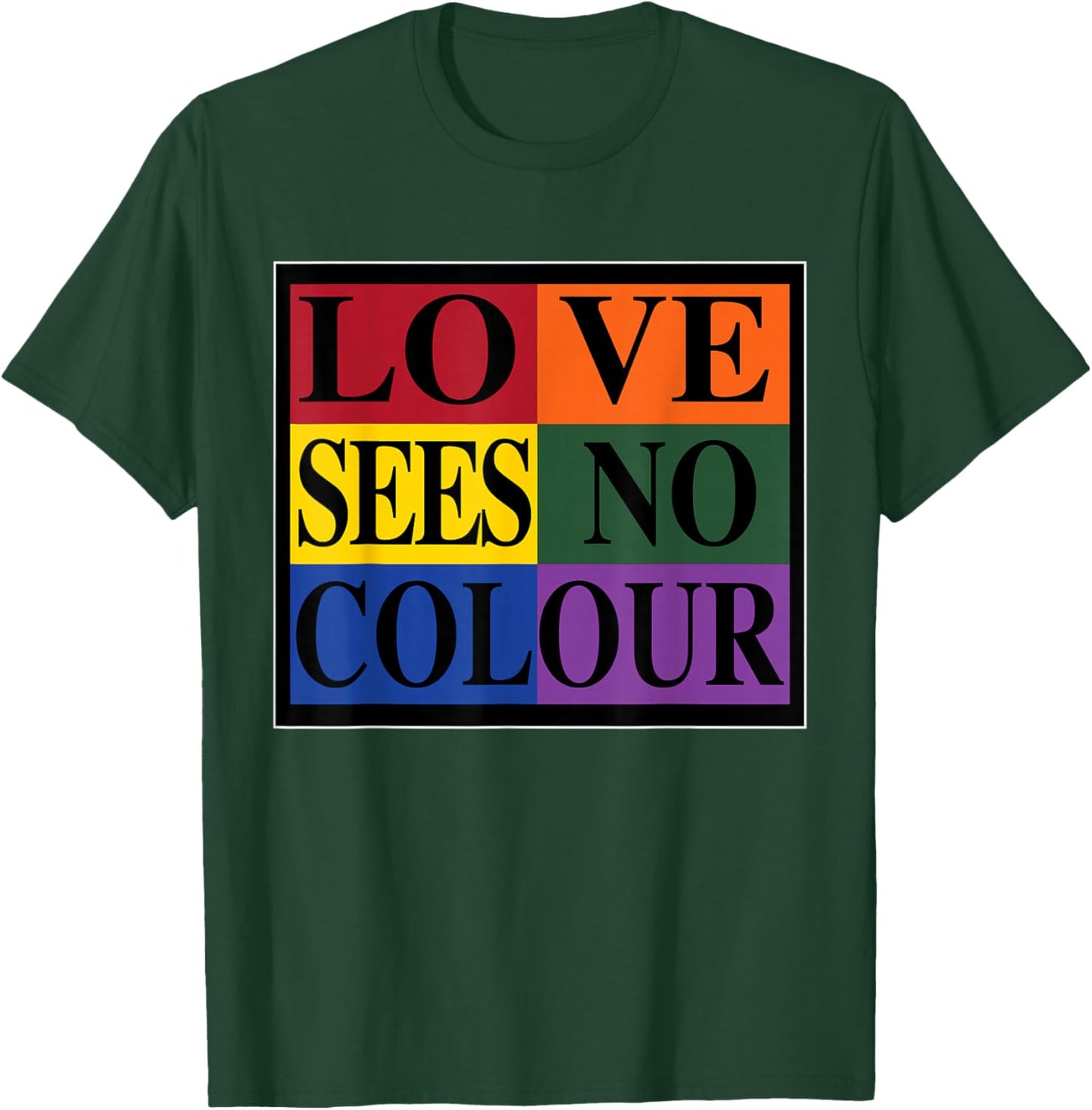 Love Sees No Colour | Cross Colours Retro 1990's Vintage T-Shirt - T-Shirt | Forest
