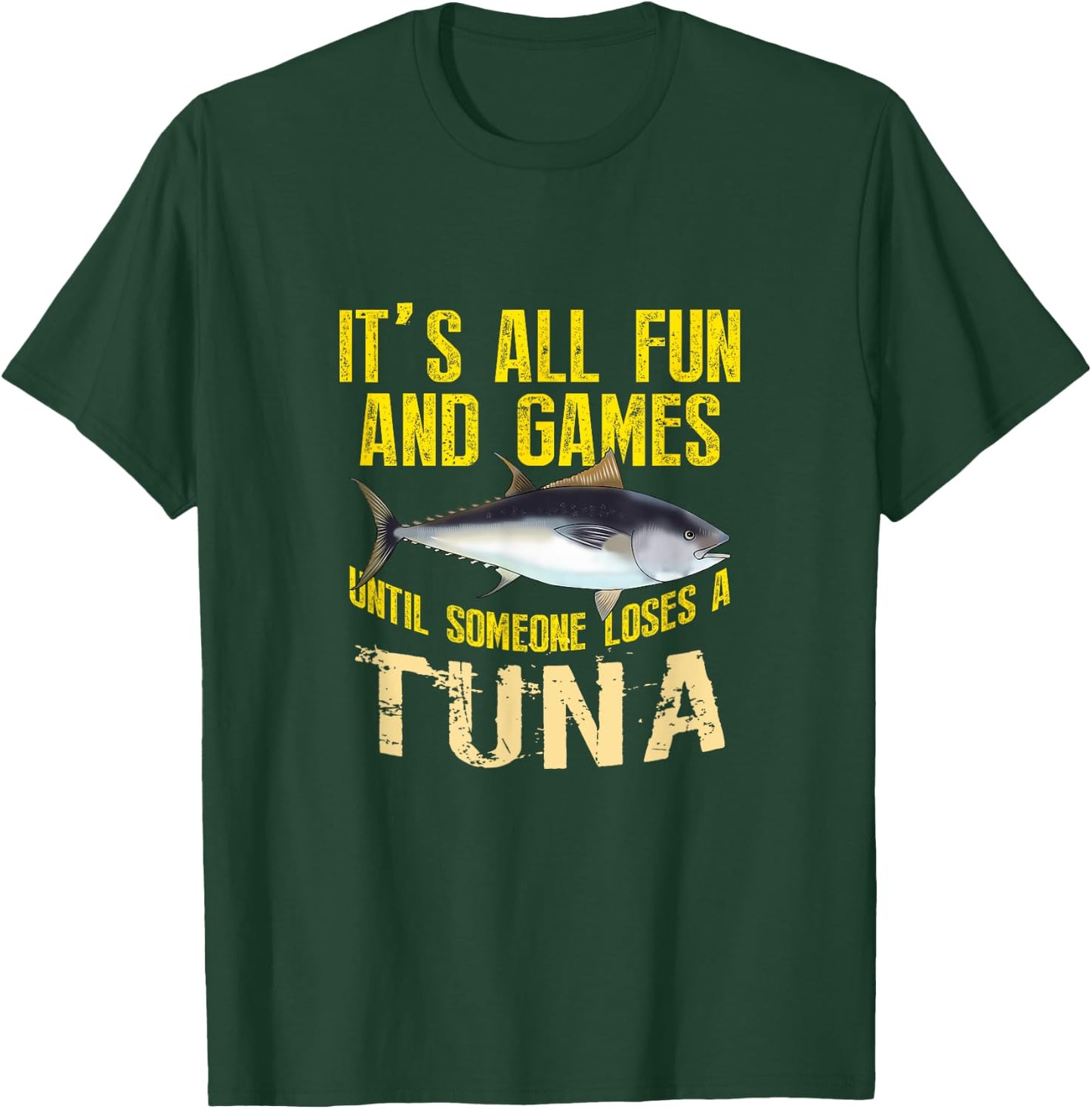 Funny Tuna Fishing Graphic Saltwater Fish Men Women Kid T-Shirt - T-Shirt | Forest
