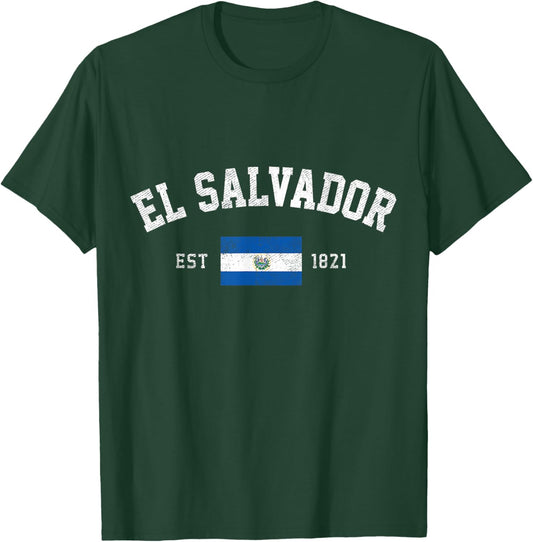 El Salvador Est. 1821 Salvadoran Flag Independence Day T-Shirt - T-Shirt | Forest