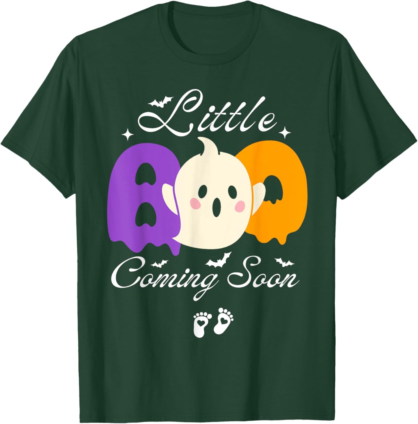 Little Boo Coming Soon-Funny Halloween Pregnant Announcement T-Shirt - T-Shirt | Forest